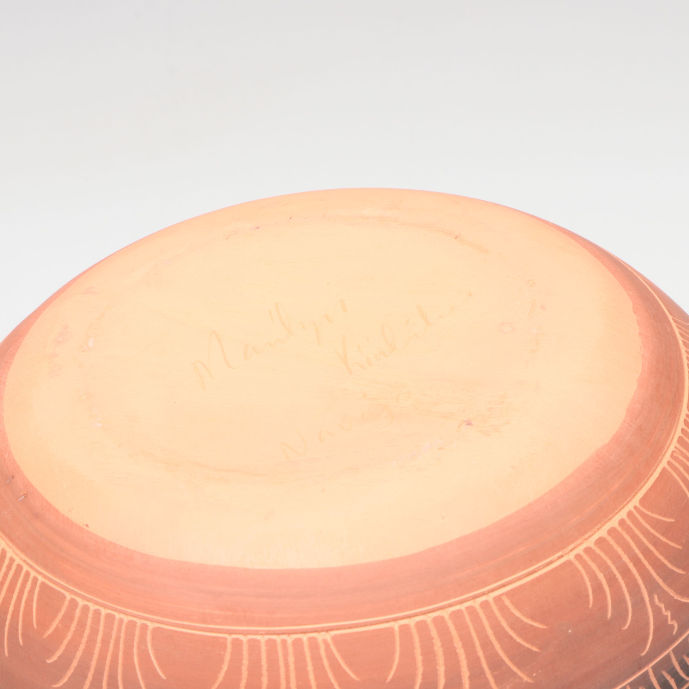 Marilyn Kinlichee Navajo Sgraffito Ceramic Vase