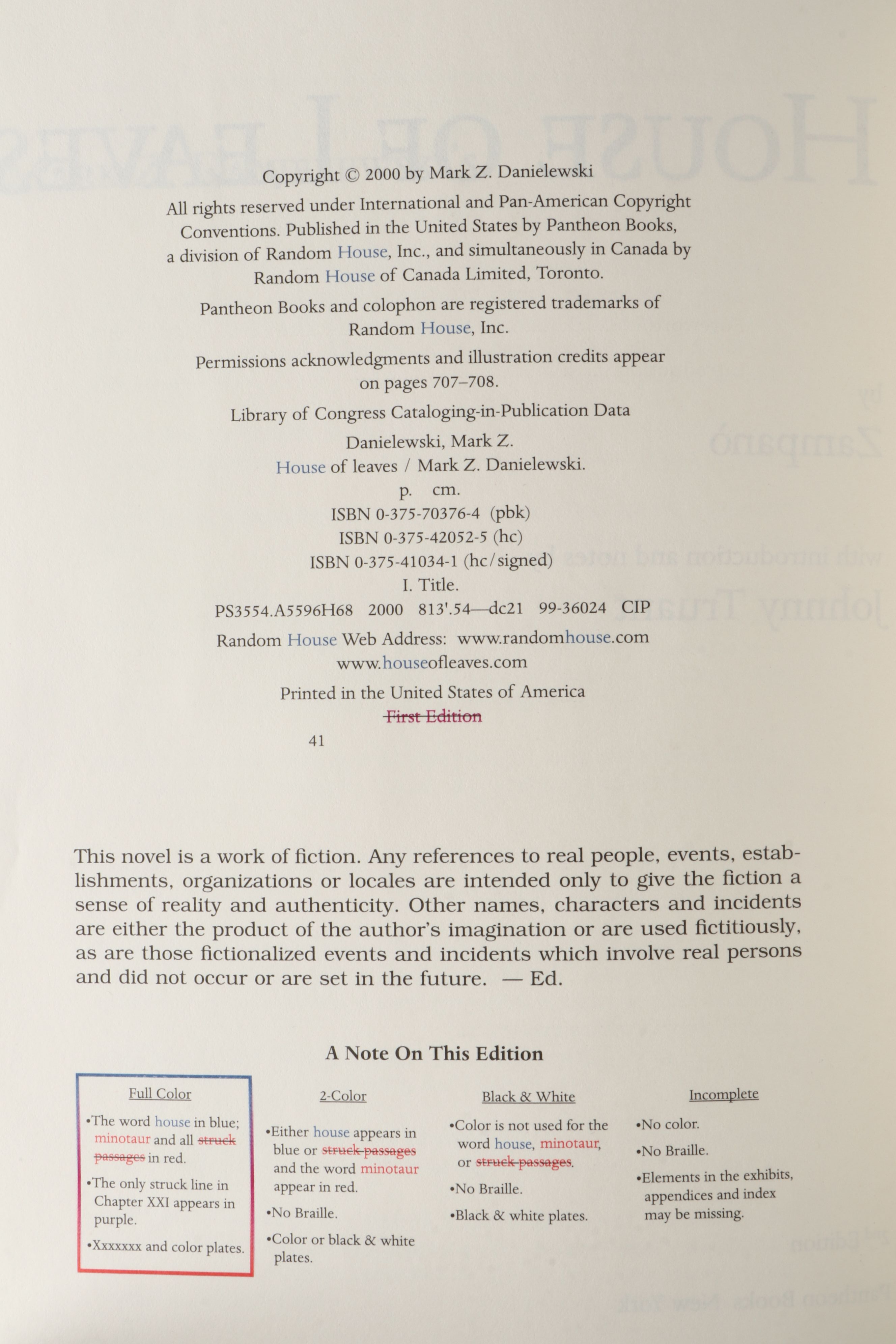 Remastered Full-Color Edition "House of Leaves" by Mark Z. Danielewski