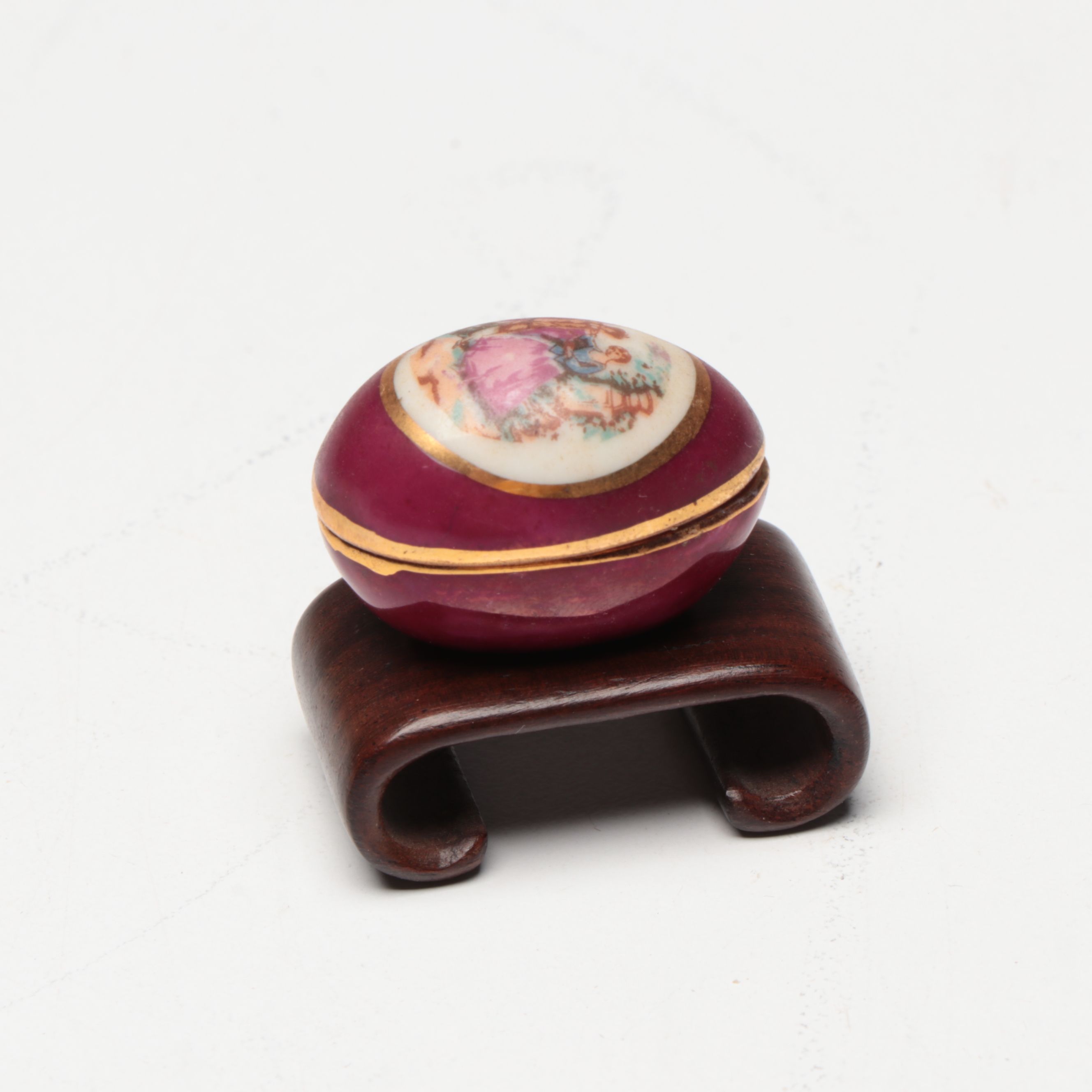 Floral Porcelain Egg Shaped Boxes with Floral Cloisonné Box