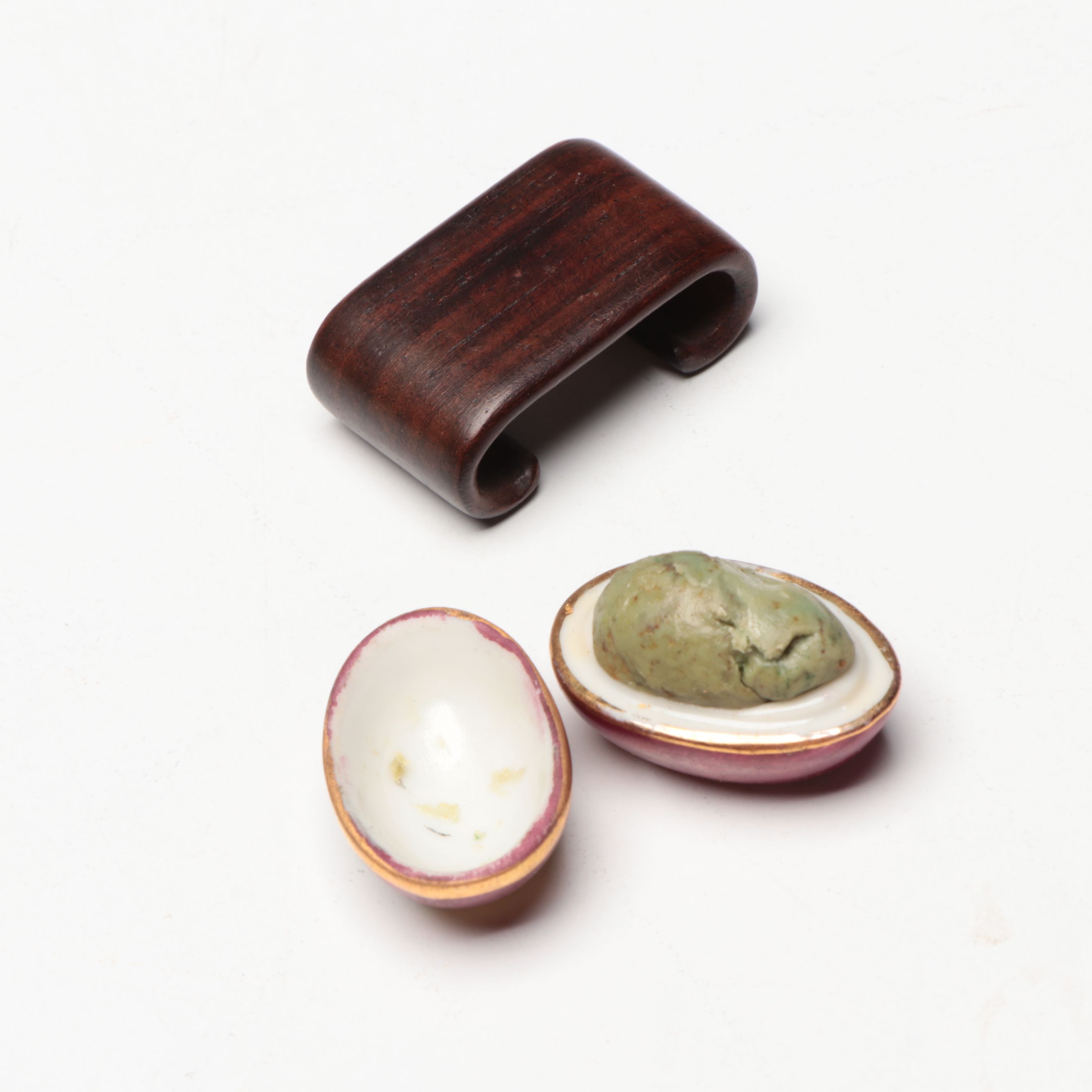 Floral Porcelain Egg Shaped Boxes with Floral Cloisonné Box