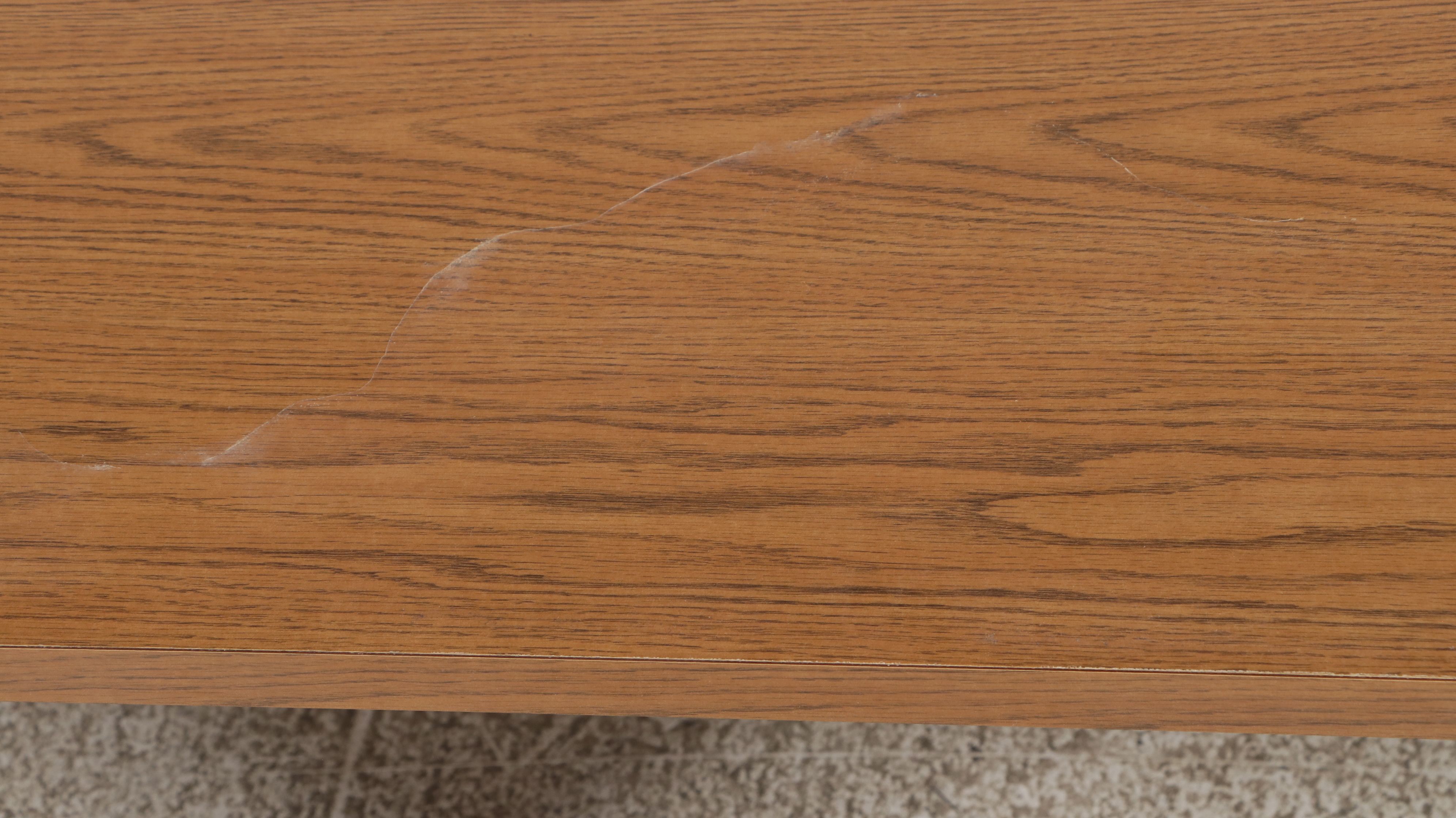 Brutalist Style Oak Veneer Executive Desk, Late 20th Century