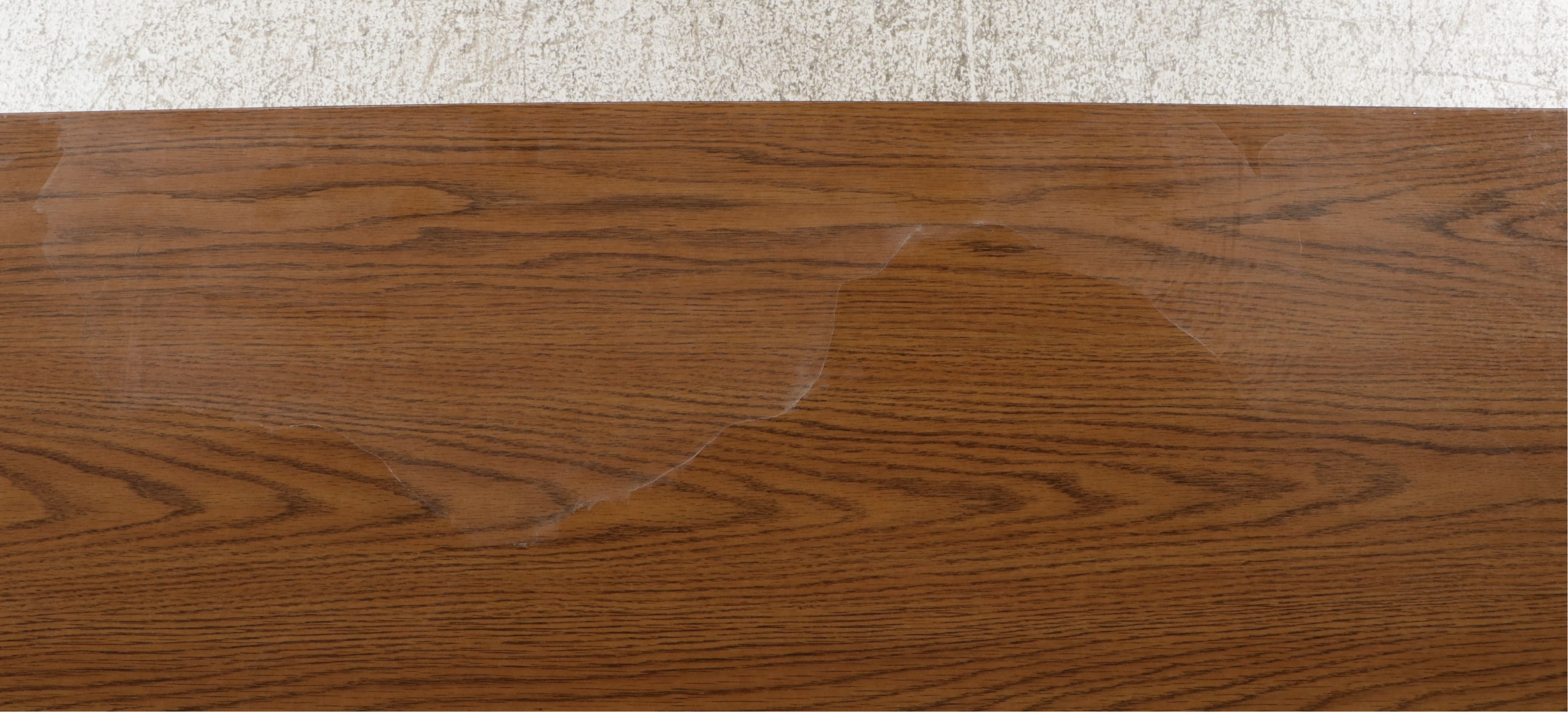 Brutalist Style Oak Veneer Executive Desk, Late 20th Century