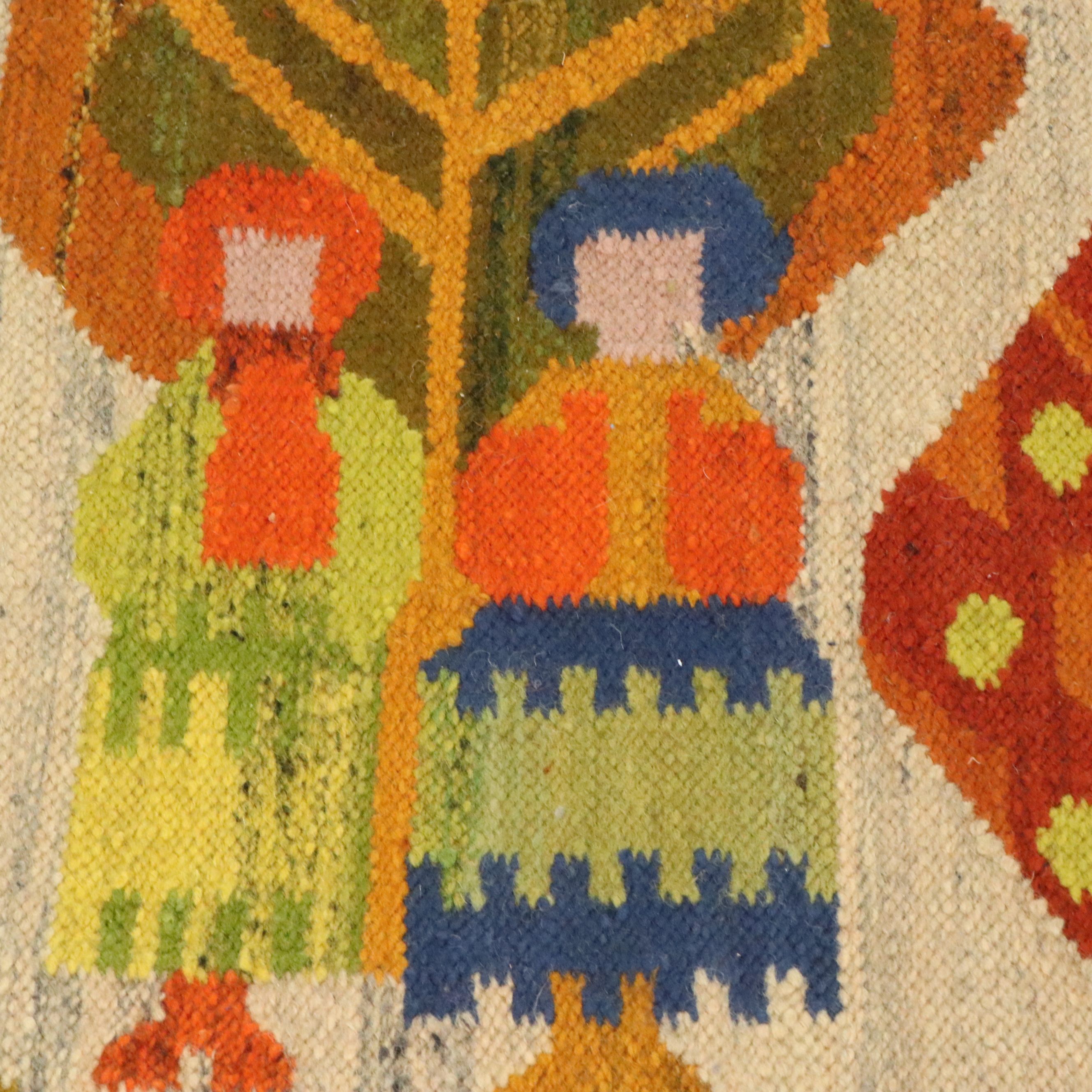 2'5 x 4'11 Handwoven Mid Century Modern Scandinavian Rölakan Accent Rug