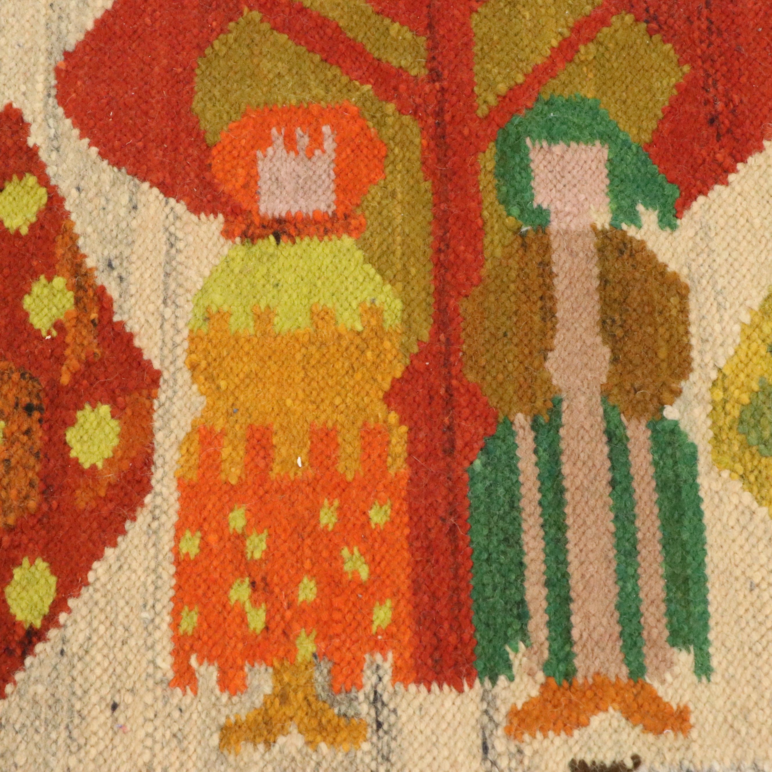 2'5 x 4'11 Handwoven Mid Century Modern Scandinavian Rölakan Accent Rug