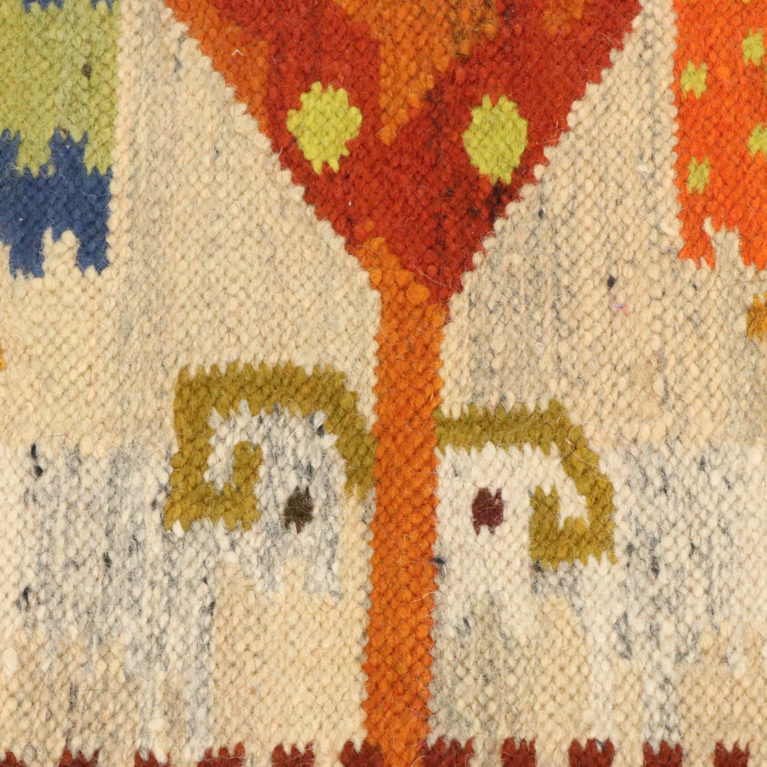 2'5 x 4'11 Handwoven Mid Century Modern Scandinavian Rölakan Accent Rug