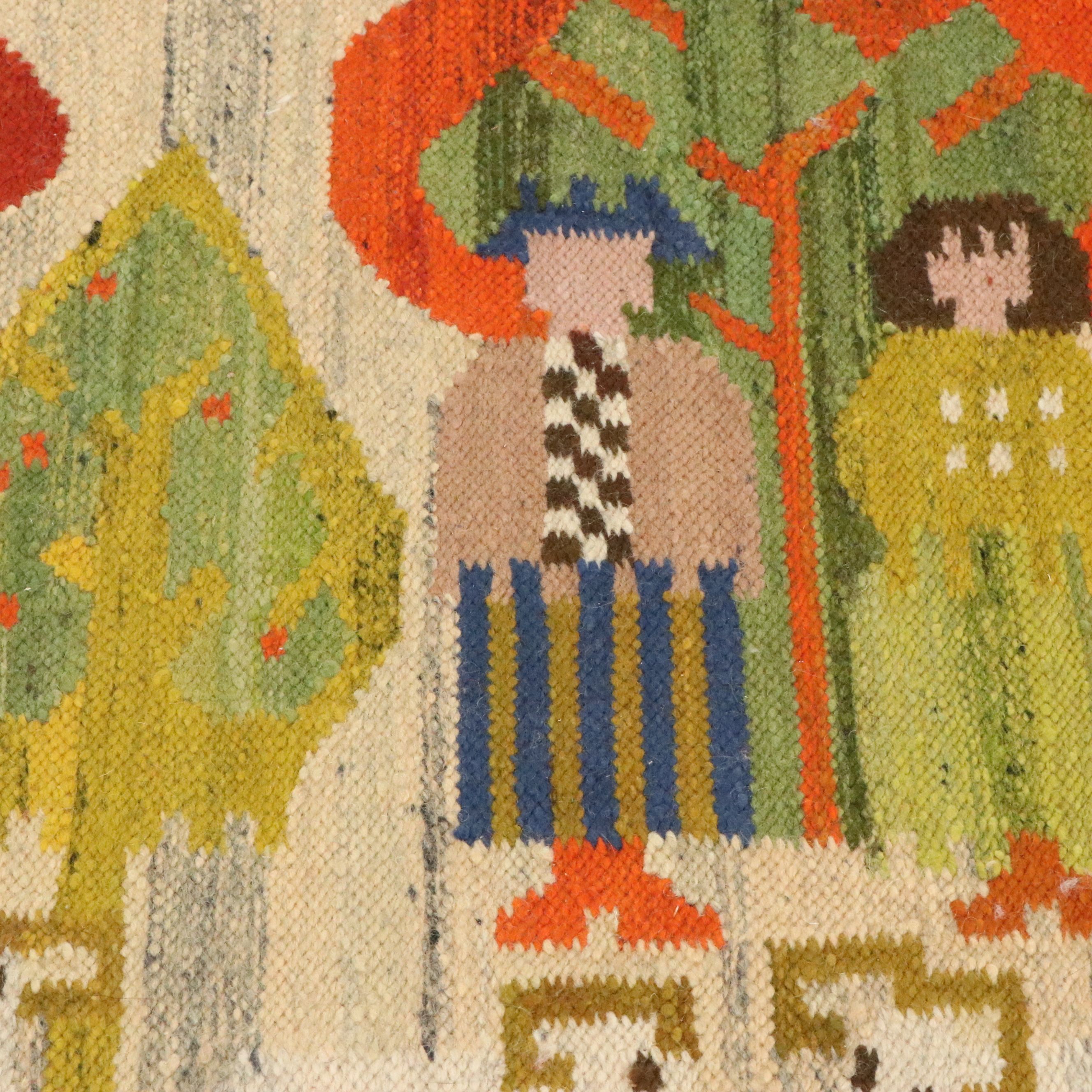 2'5 x 4'11 Handwoven Mid Century Modern Scandinavian Rölakan Accent Rug