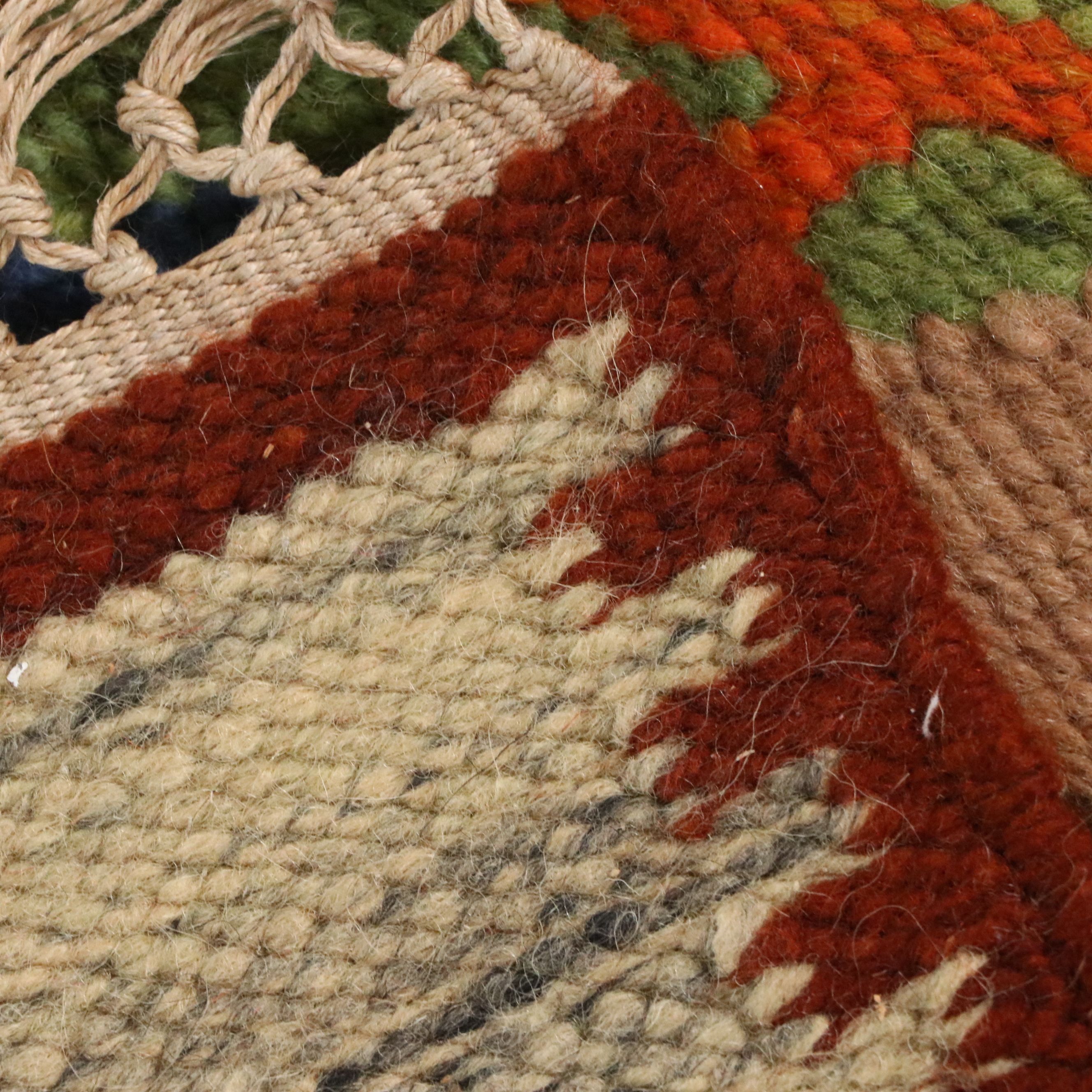 2'5 x 4'11 Handwoven Mid Century Modern Scandinavian Rölakan Accent Rug