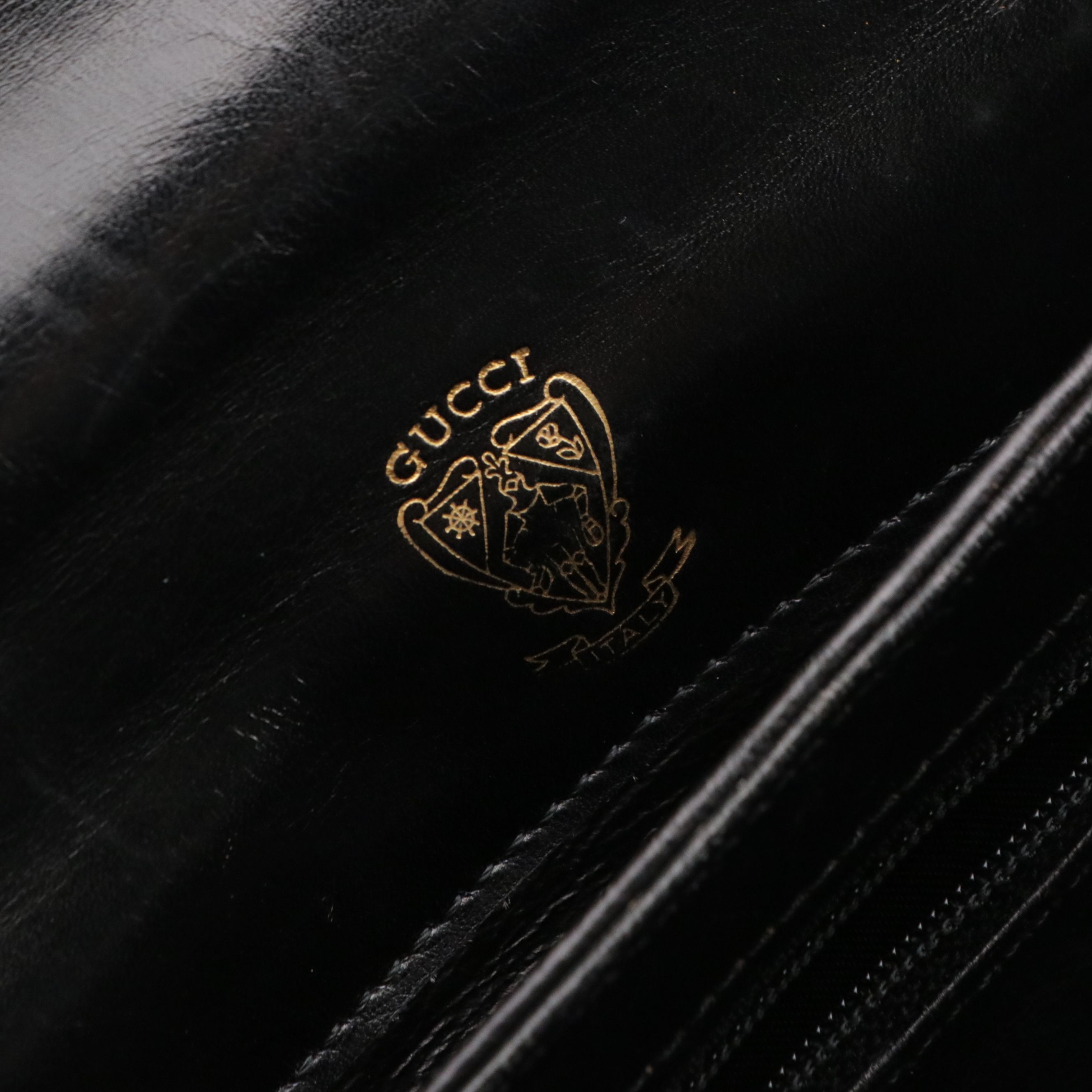 Gucci Vintage Top Handle Bag in Black Smooth Calfskin Leather