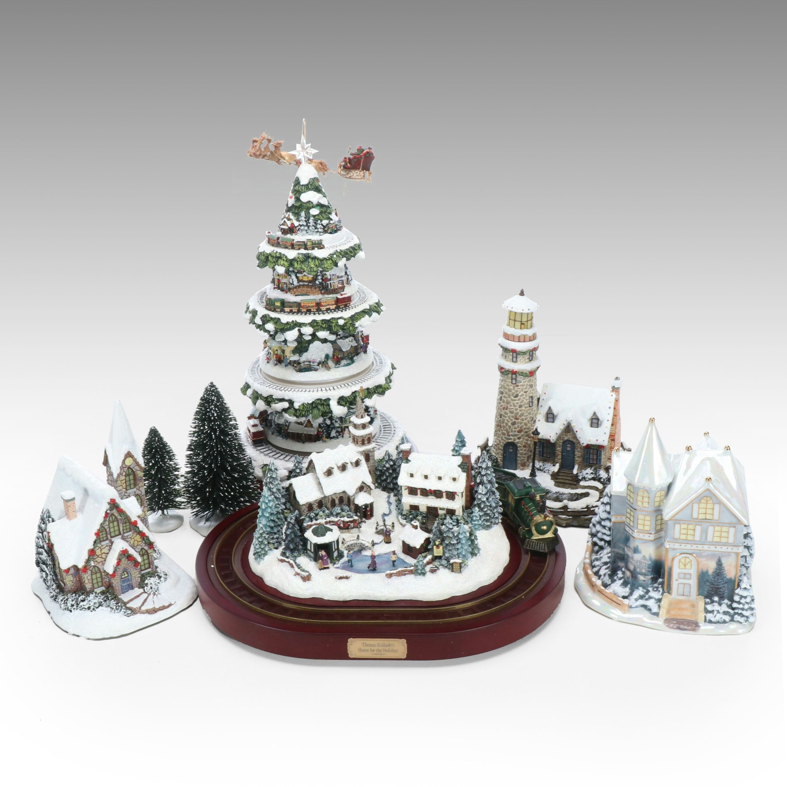 Thomas Kinkade "Wonderland Express Christmas Tree" and More Village Décor