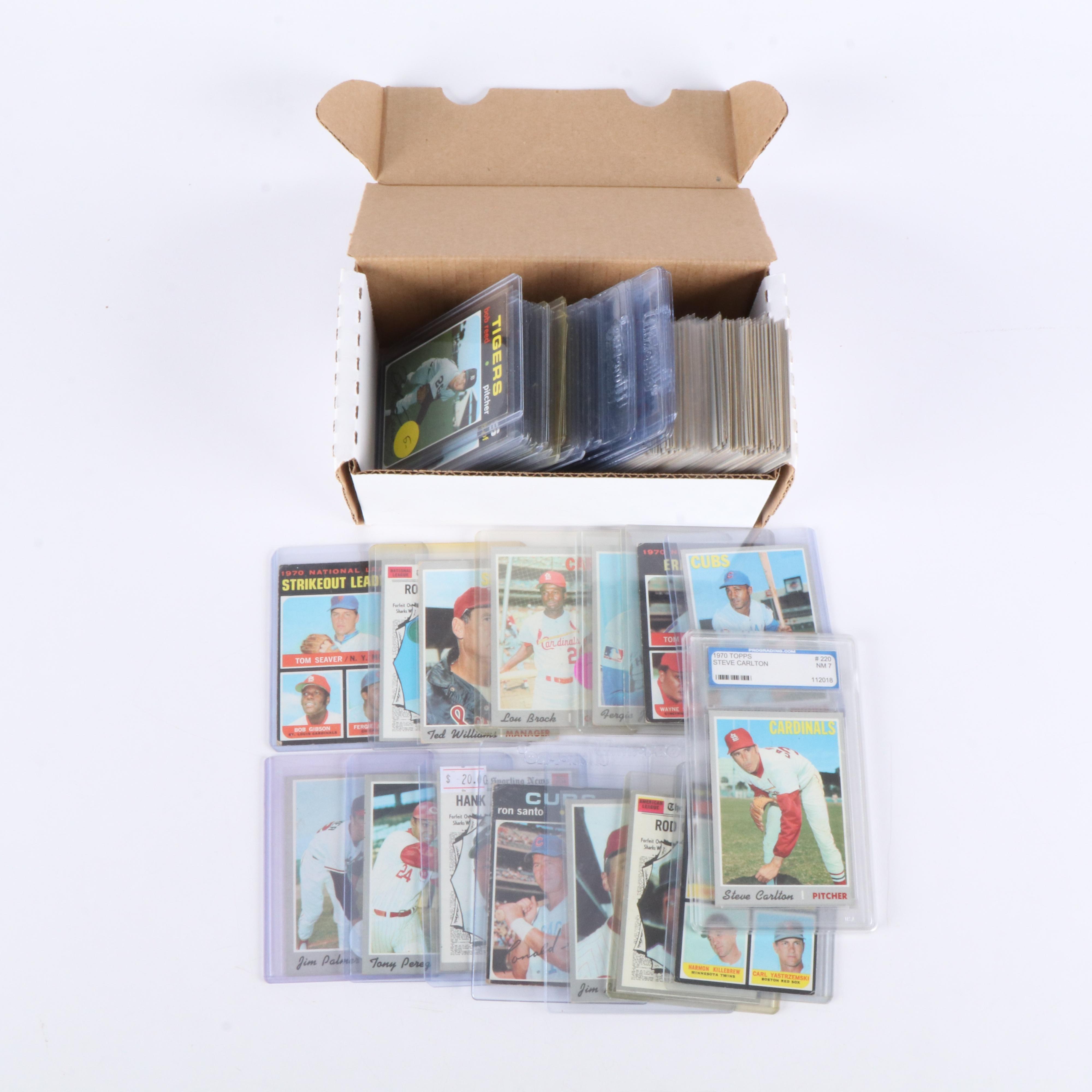 Topps Baseball Cards Featuring Slabbed Steve Carlton and More, 1970s