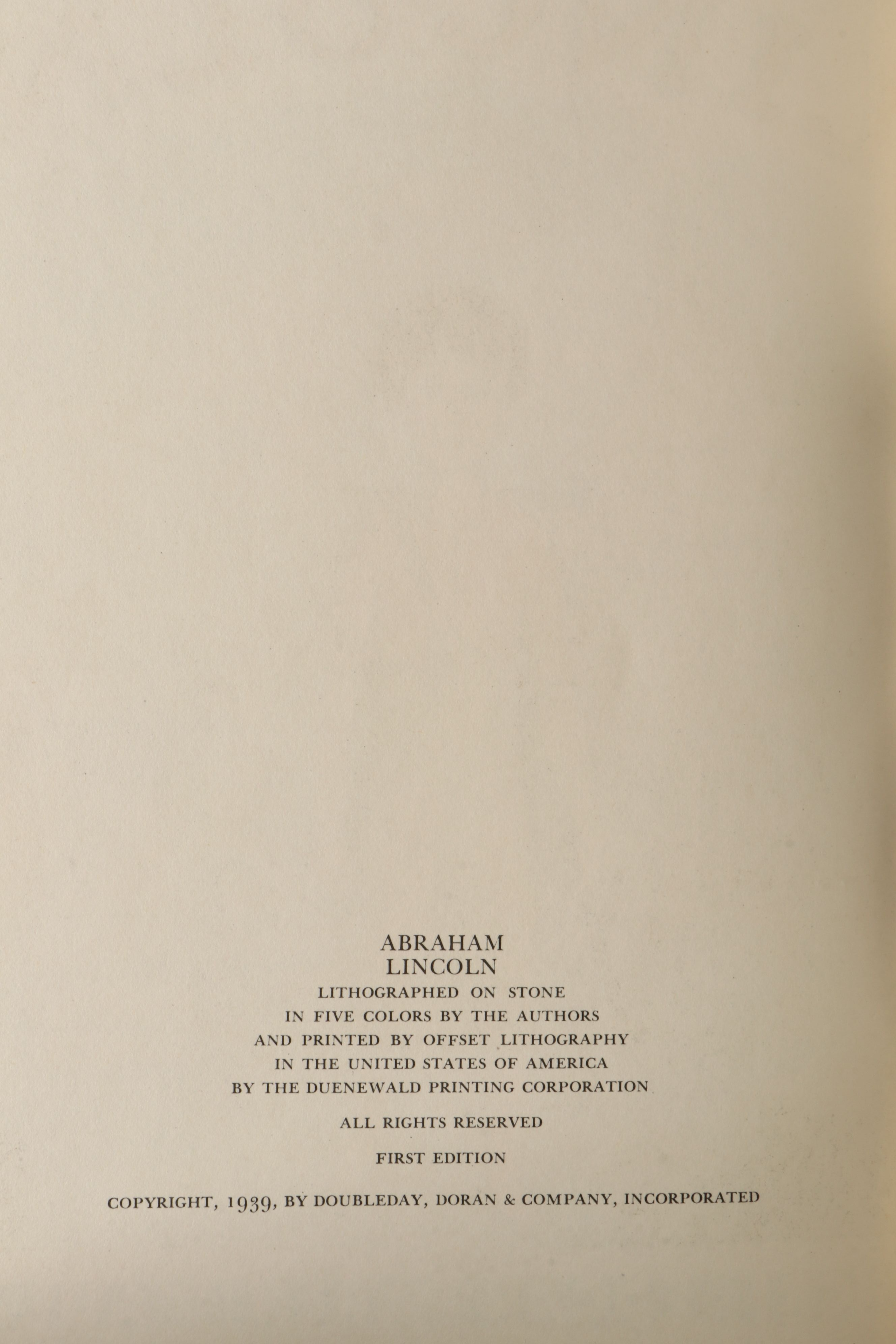 First Edition "Abraham Lincoln" by Ingri and Edgar Parin d'Aulaire, 1939