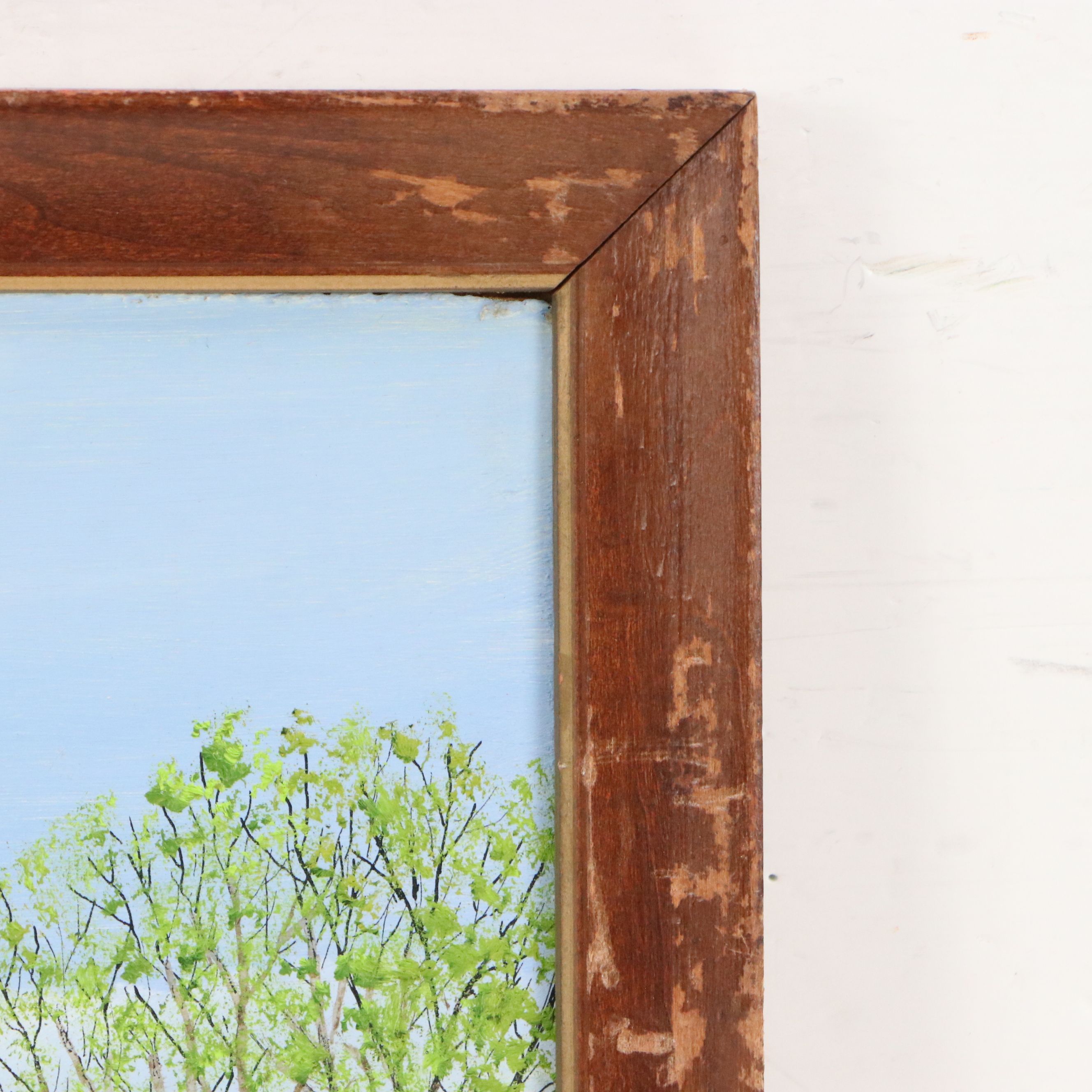 Oil Painting of Rural Church, Mid to Late 20th Century