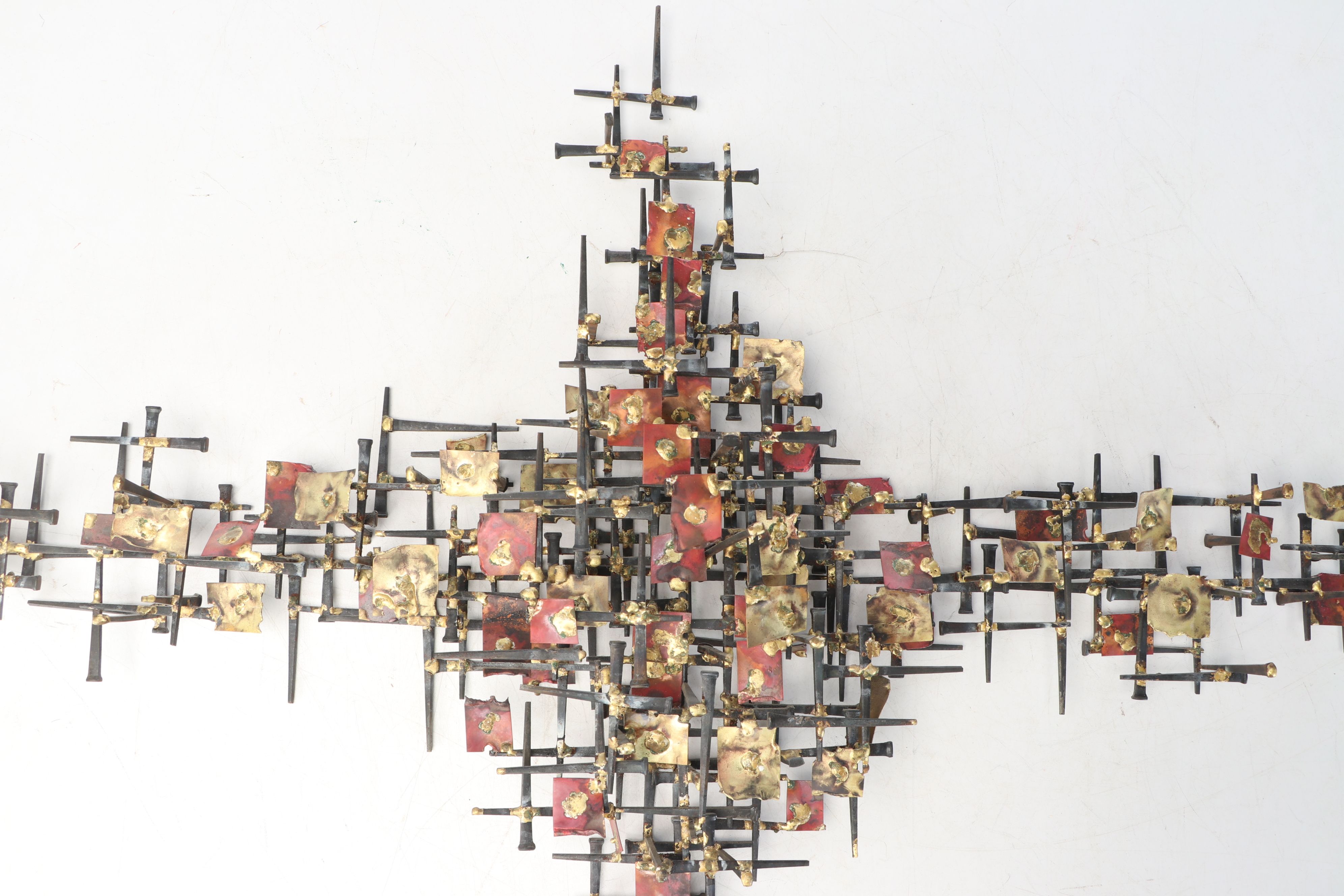 Brutalist Style Nail Wall Sculpture, Vintage