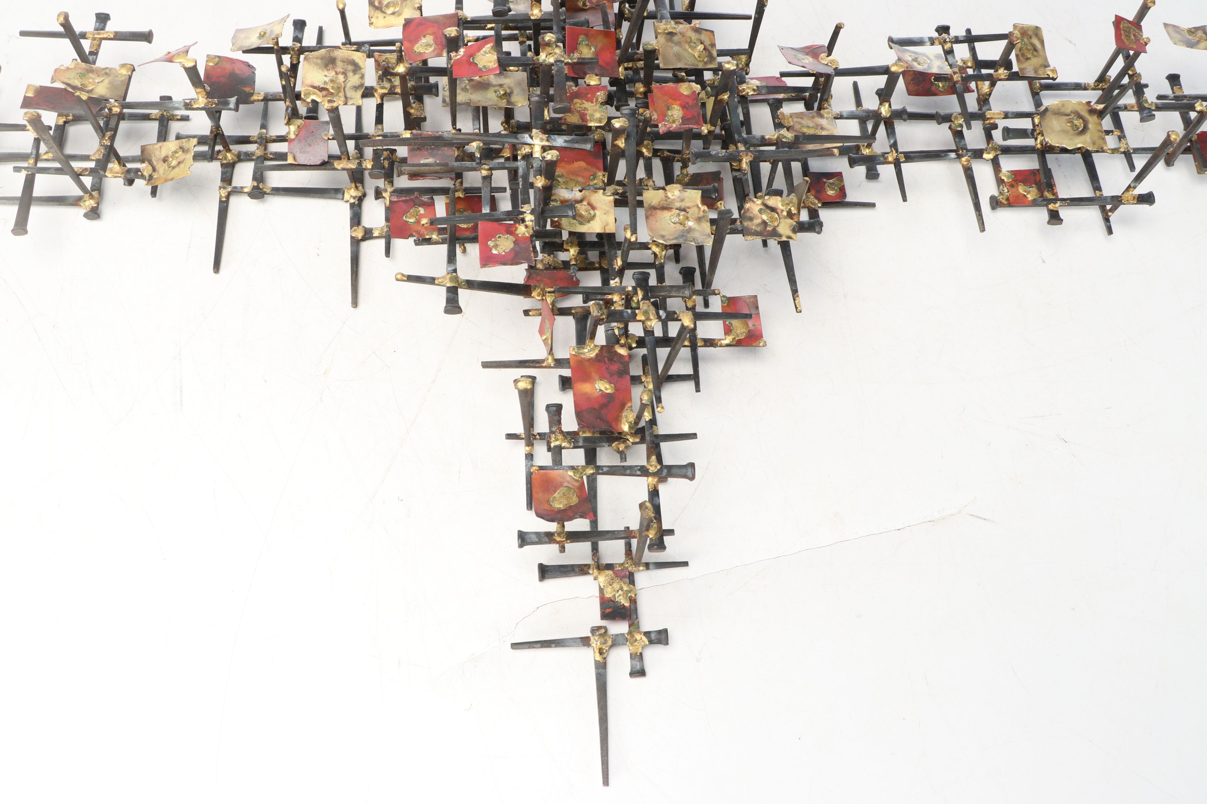 Brutalist Style Nail Wall Sculpture, Vintage