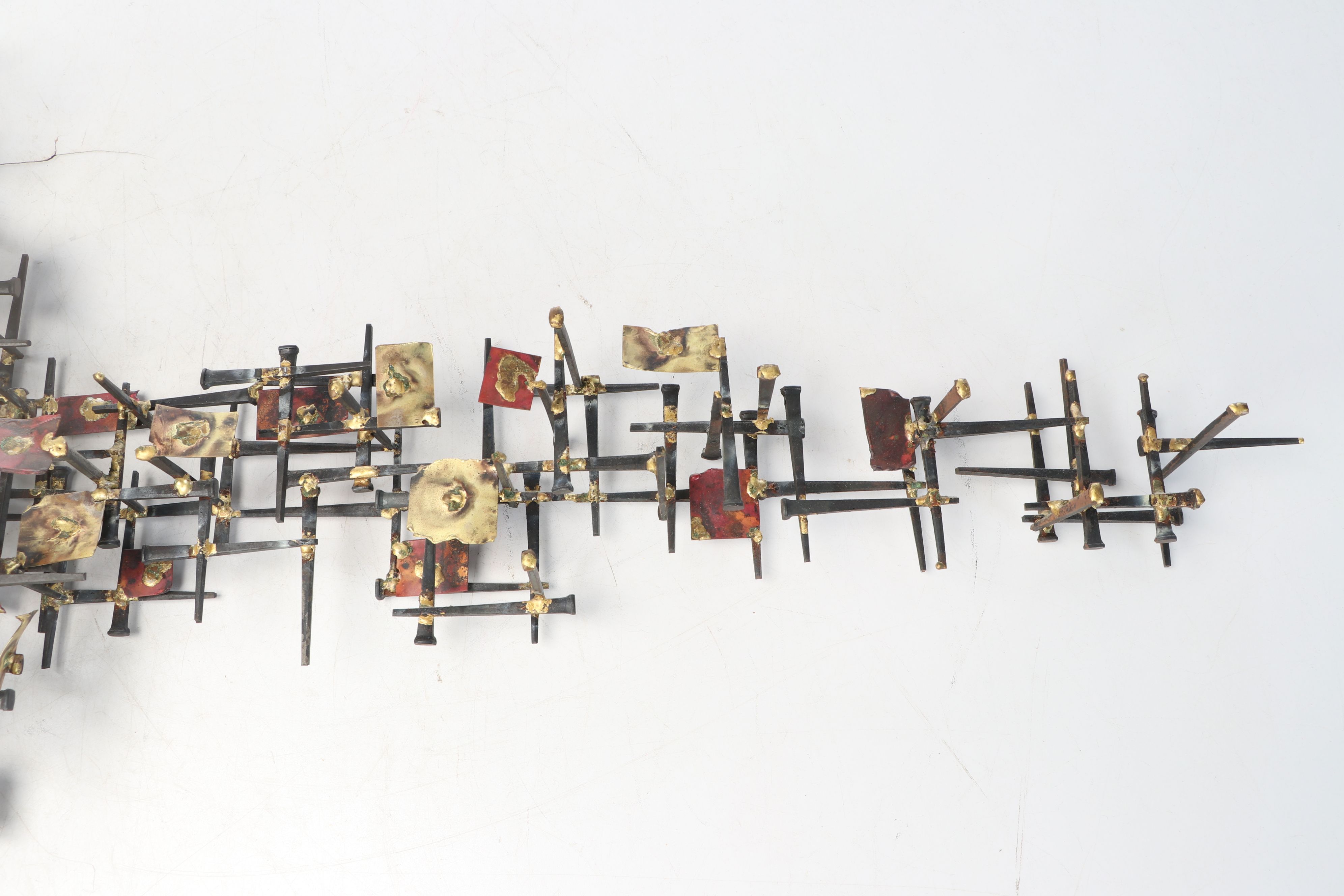 Brutalist Style Nail Wall Sculpture, Vintage