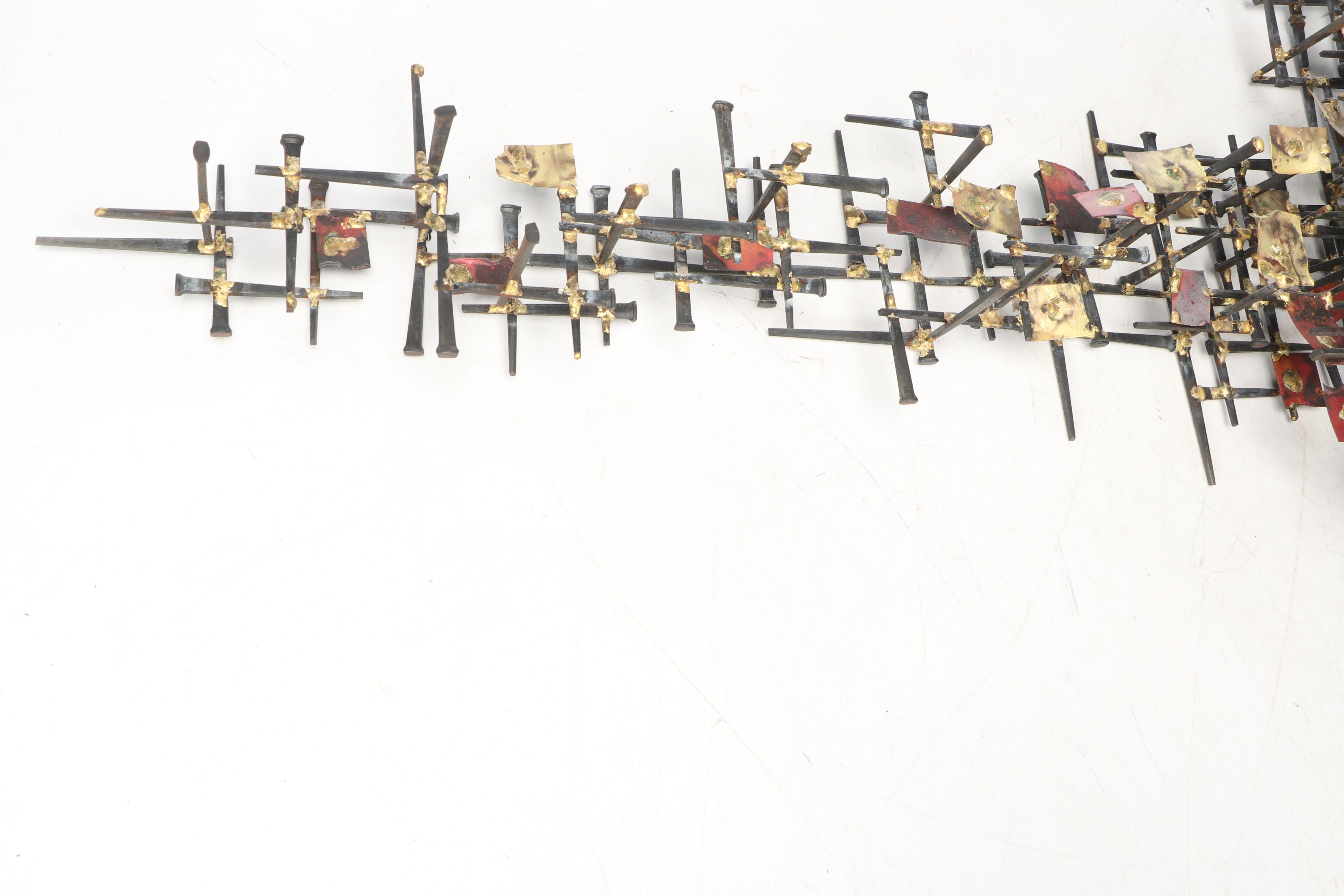 Brutalist Style Nail Wall Sculpture, Vintage