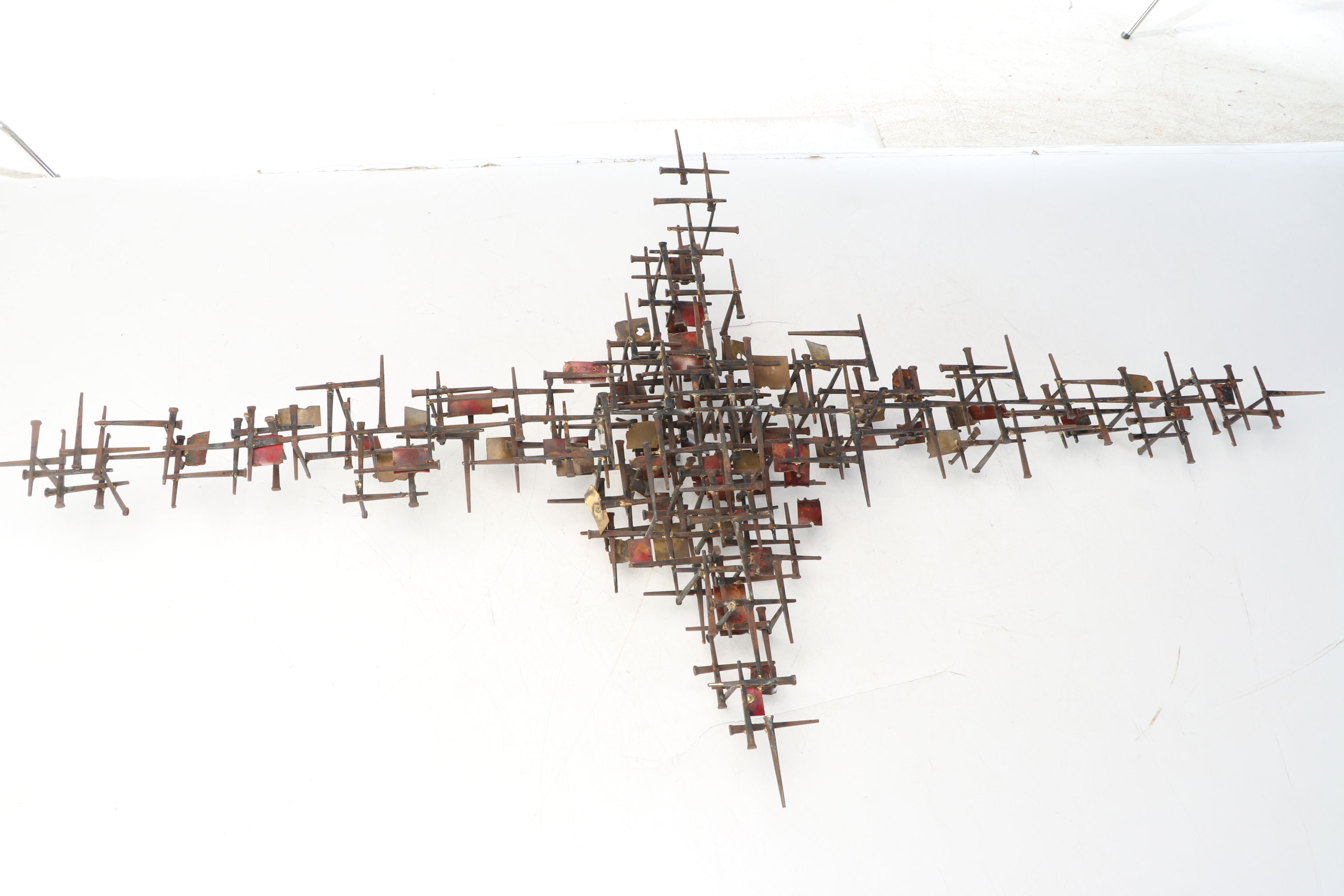 Brutalist Style Nail Wall Sculpture, Vintage