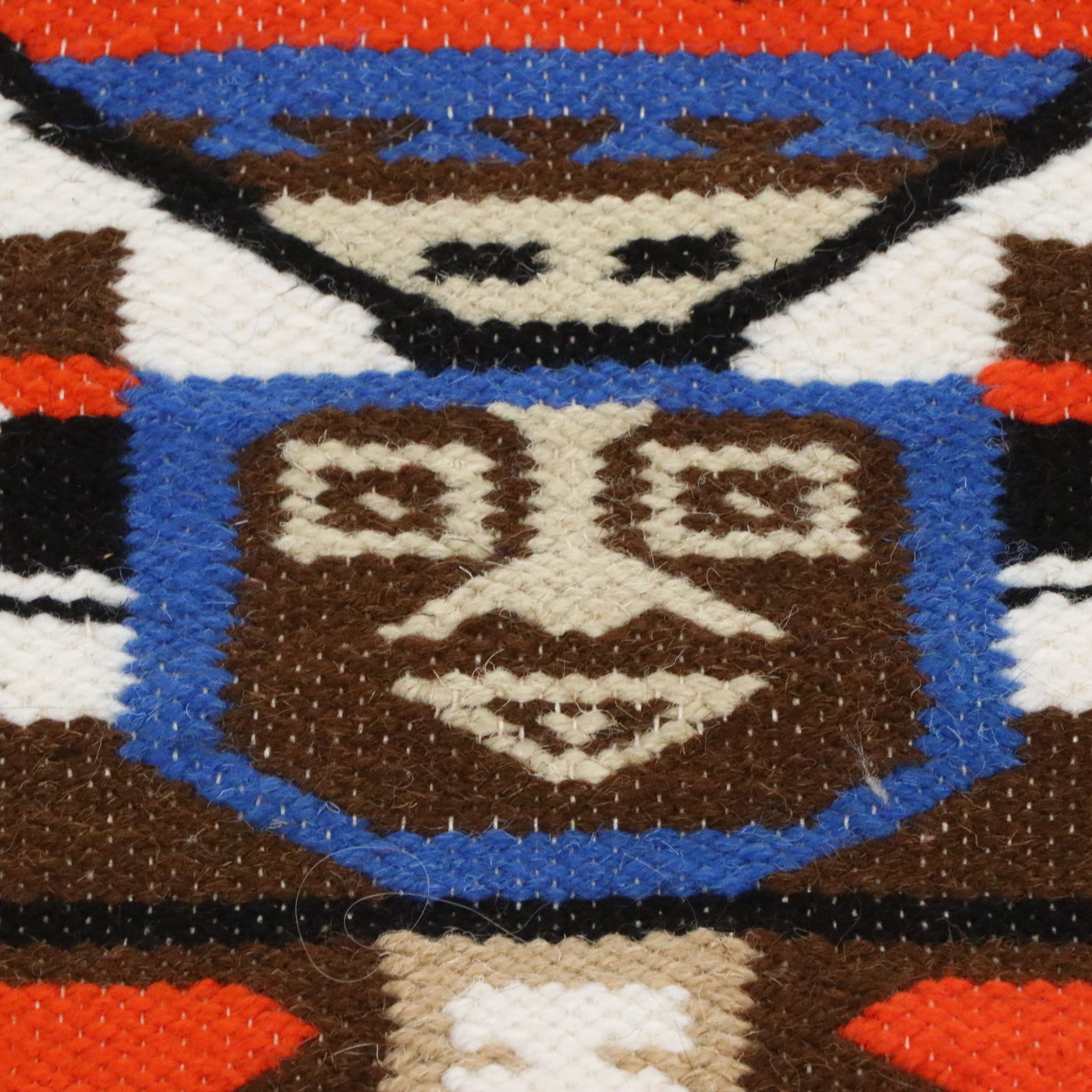 1'9 x 3'4 Handwoven Mexican Oaxaca Pictorial Totem Image Accent Rug