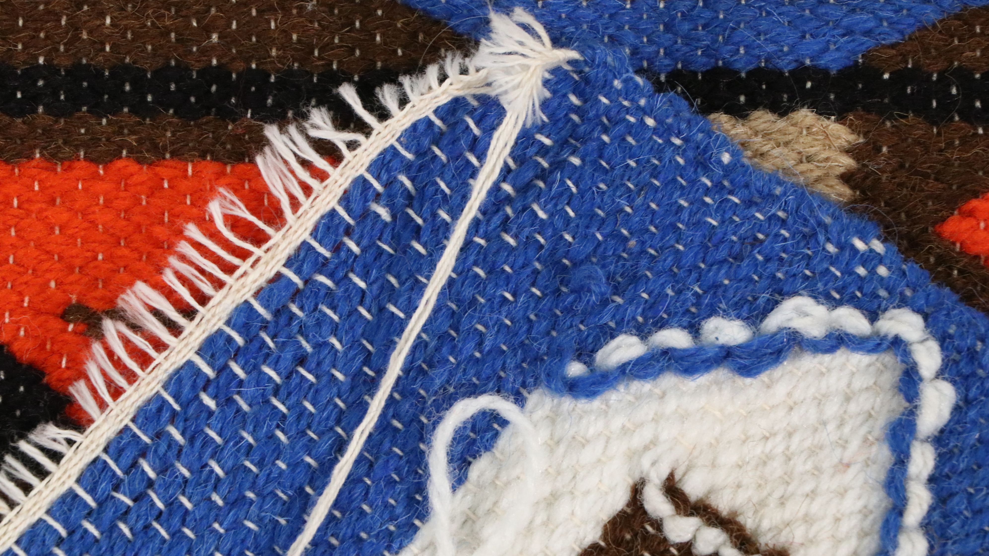 1'9 x 3'4 Handwoven Mexican Oaxaca Pictorial Totem Image Accent Rug