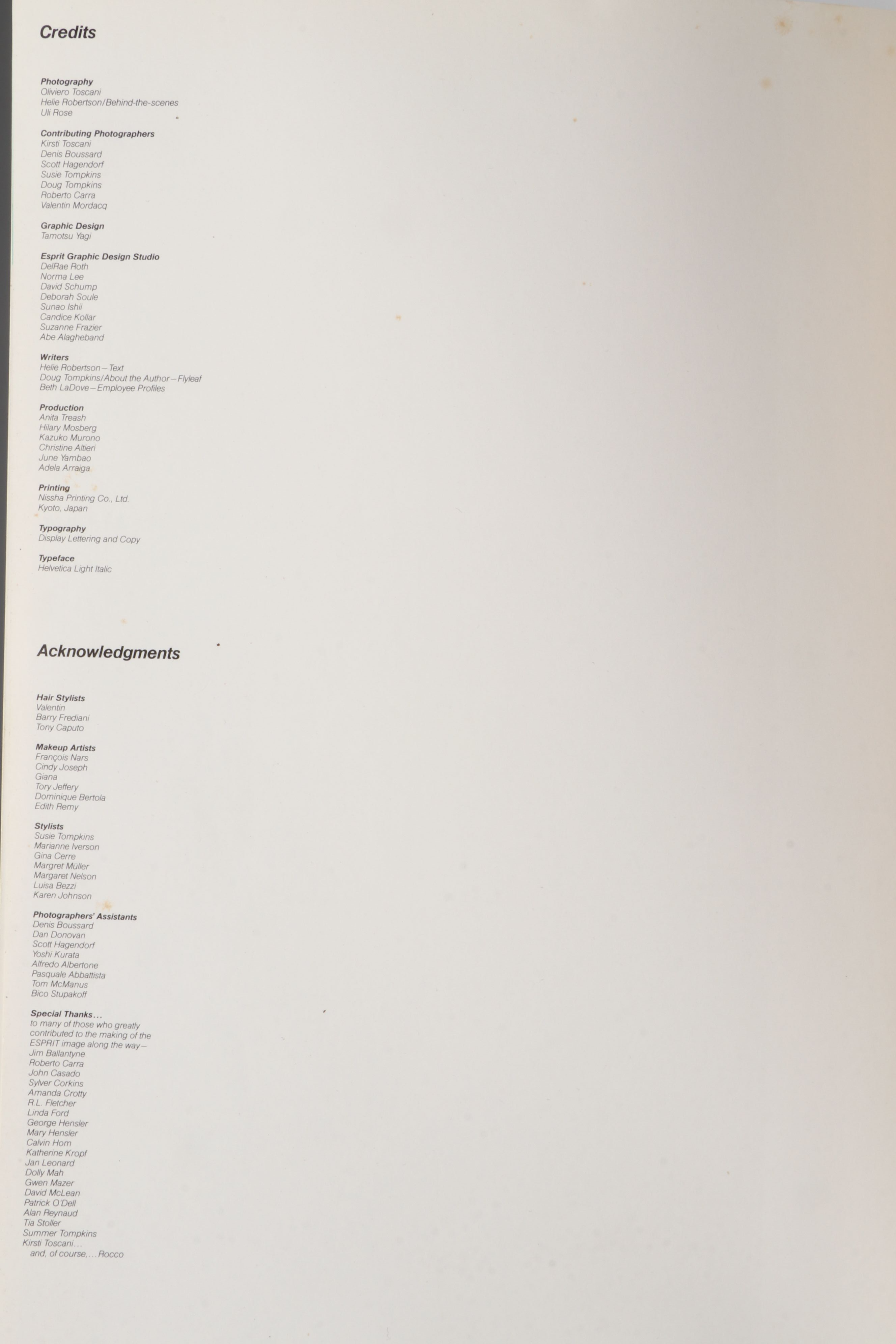 First Edition "Esprit: The Making of an Image" by Helie Robertson, 1985