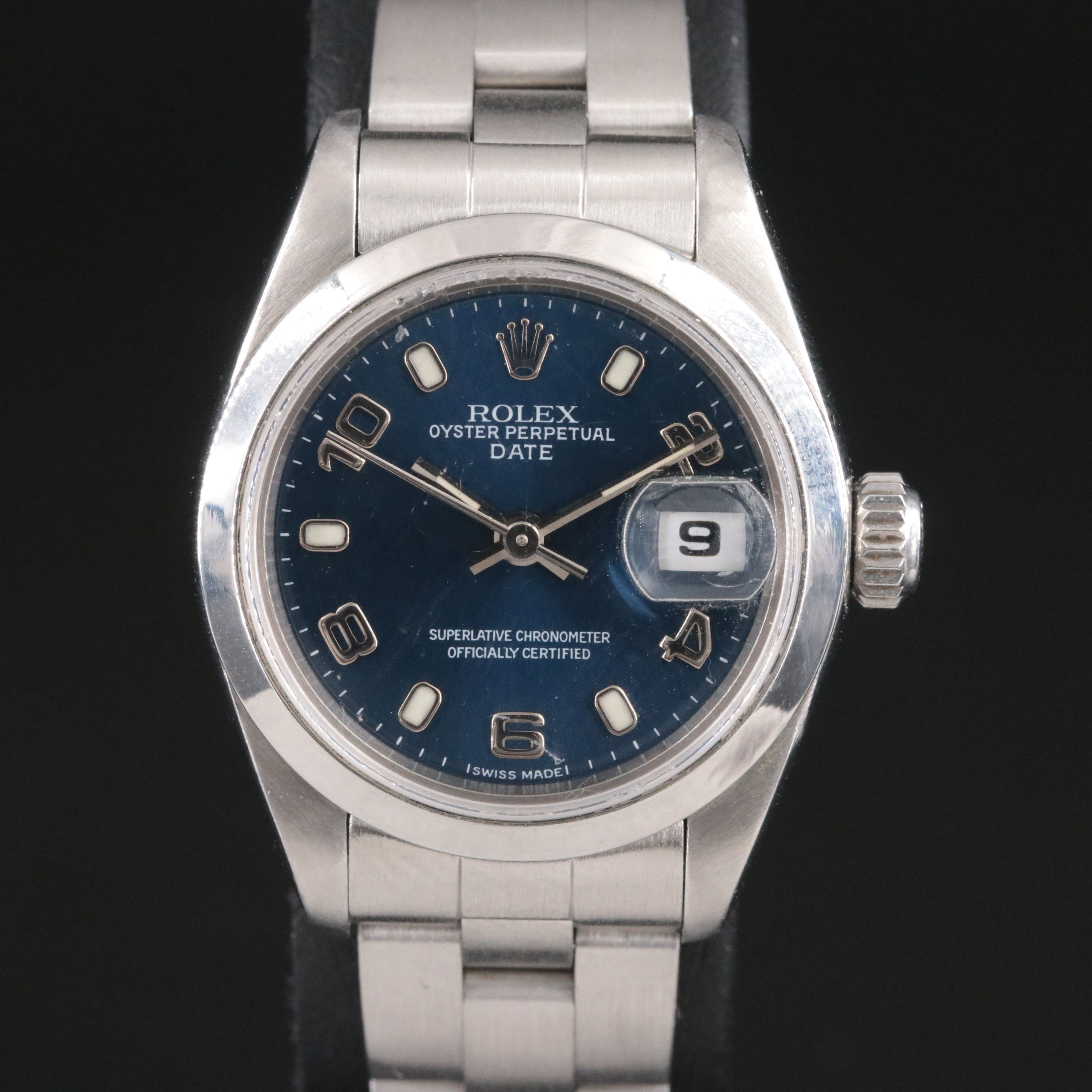 1996 Rolex Blue Dial Oyster Perpetual Date Watch 69160