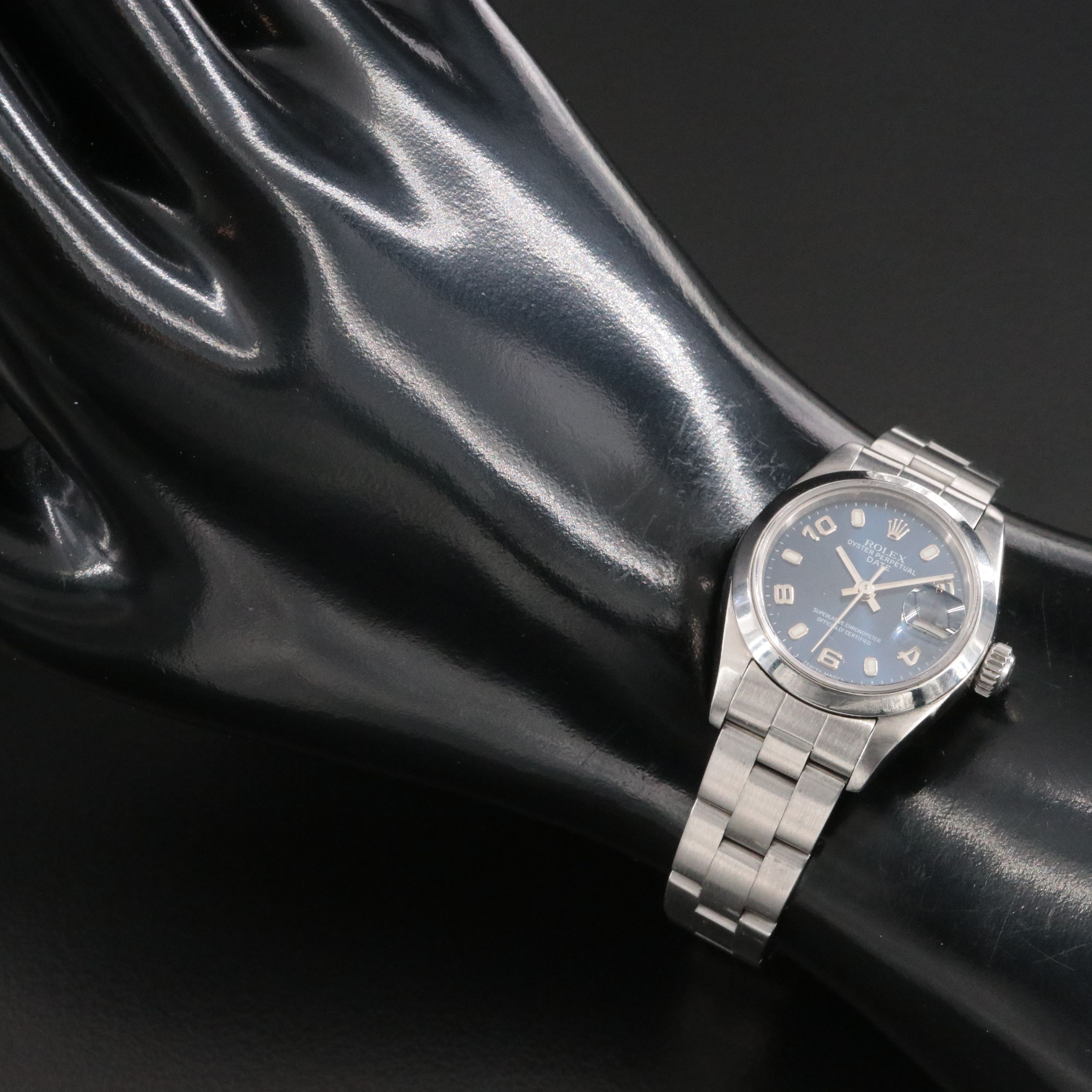 1996 Rolex Blue Dial Oyster Perpetual Date Watch 69160