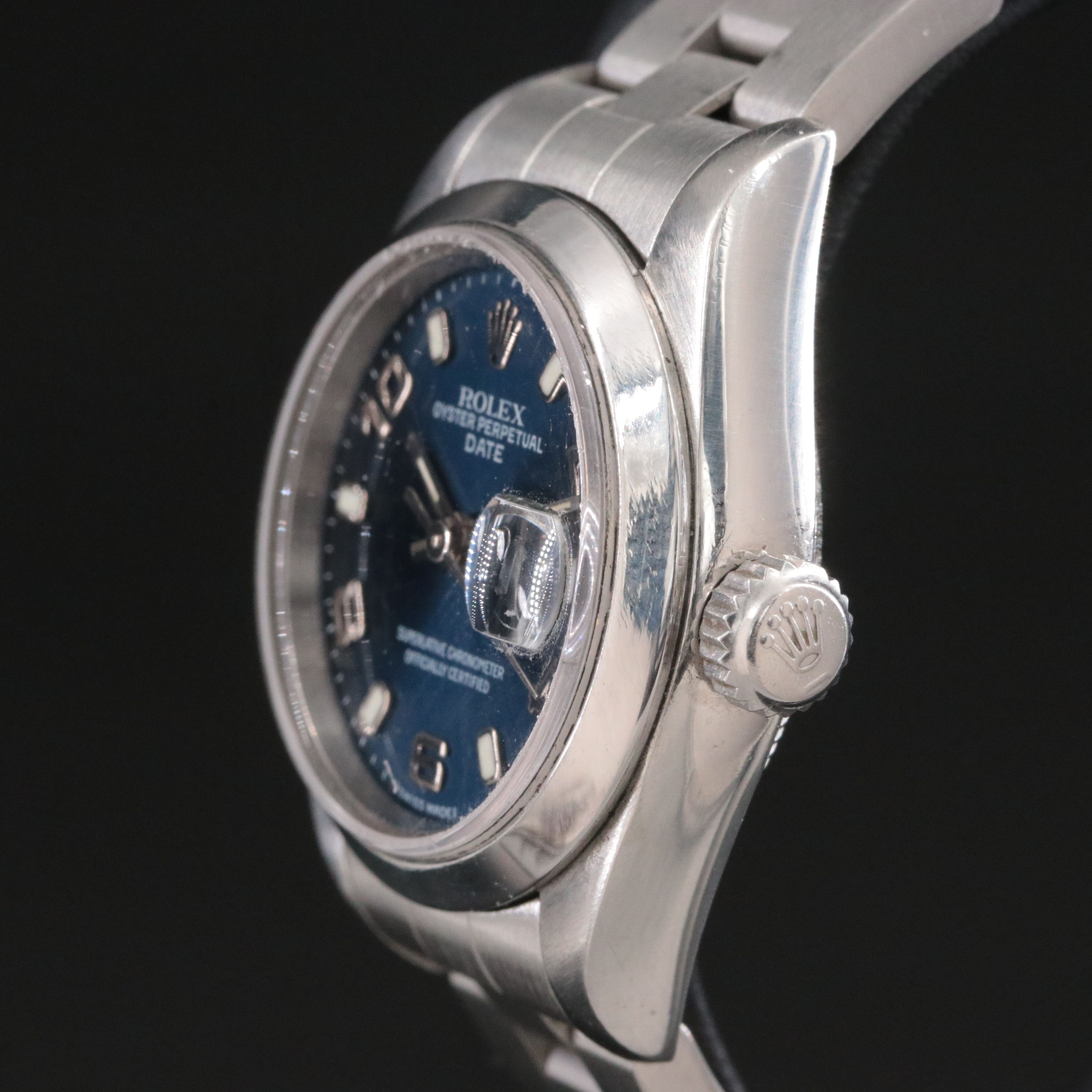 1996 Rolex Blue Dial Oyster Perpetual Date Watch 69160