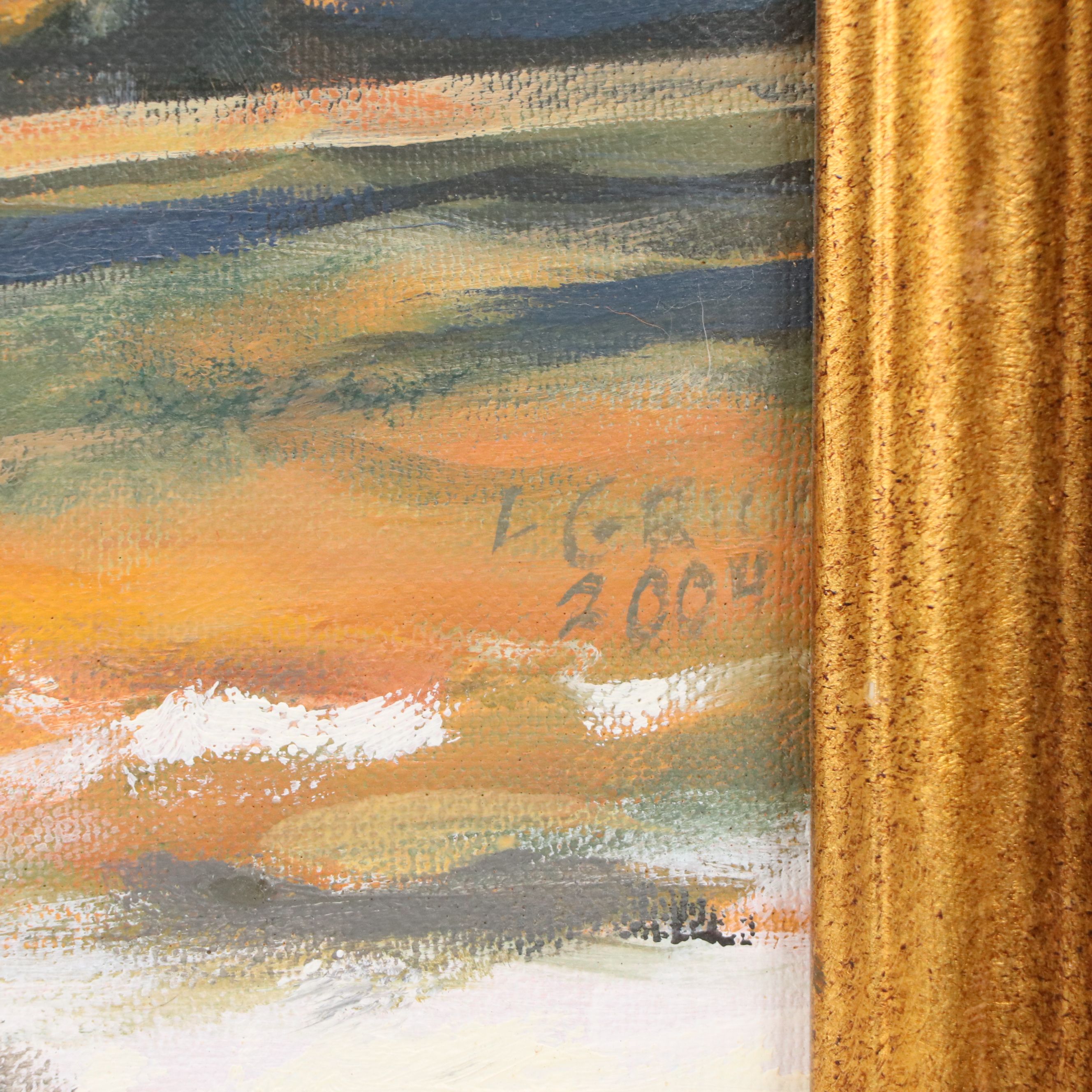 Oil Painting of Late Winter Pond with Swans, 2004