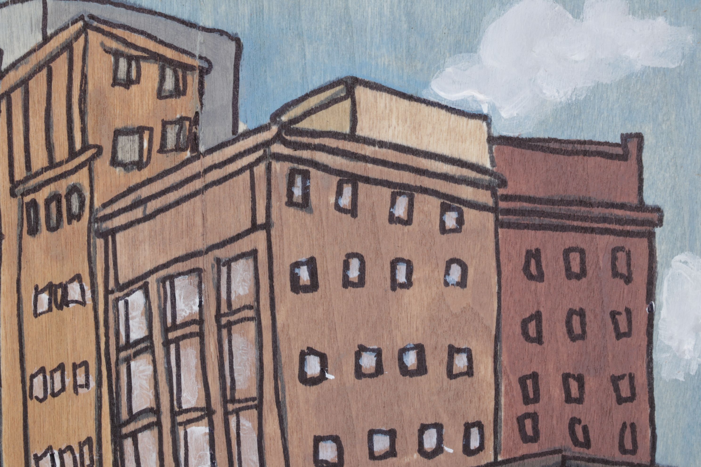 Aaron Wooten Stylized Cityscape Mixed Media Painting "The Palace...", 2026