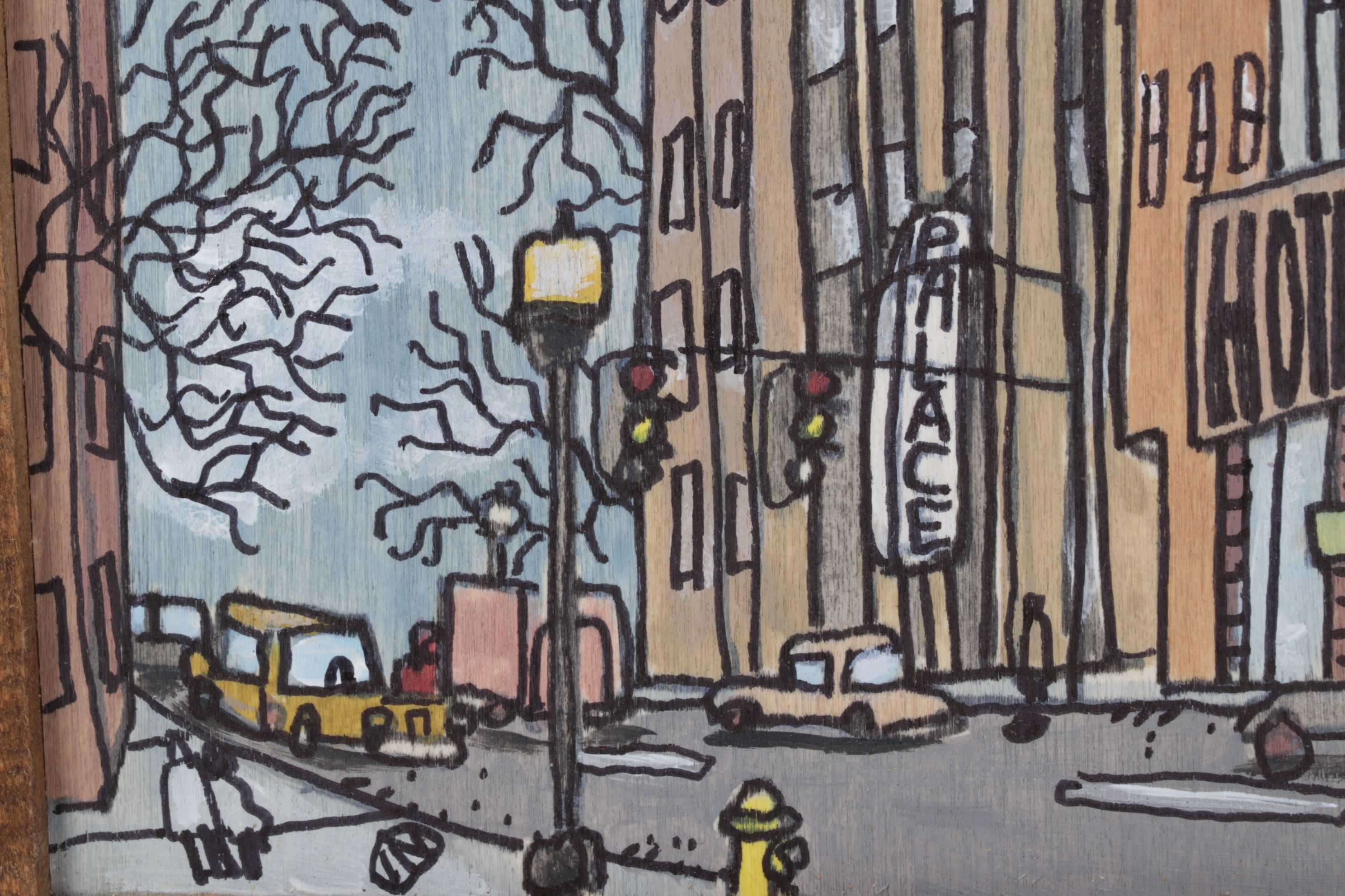 Aaron Wooten Stylized Cityscape Mixed Media Painting "The Palace...", 2026