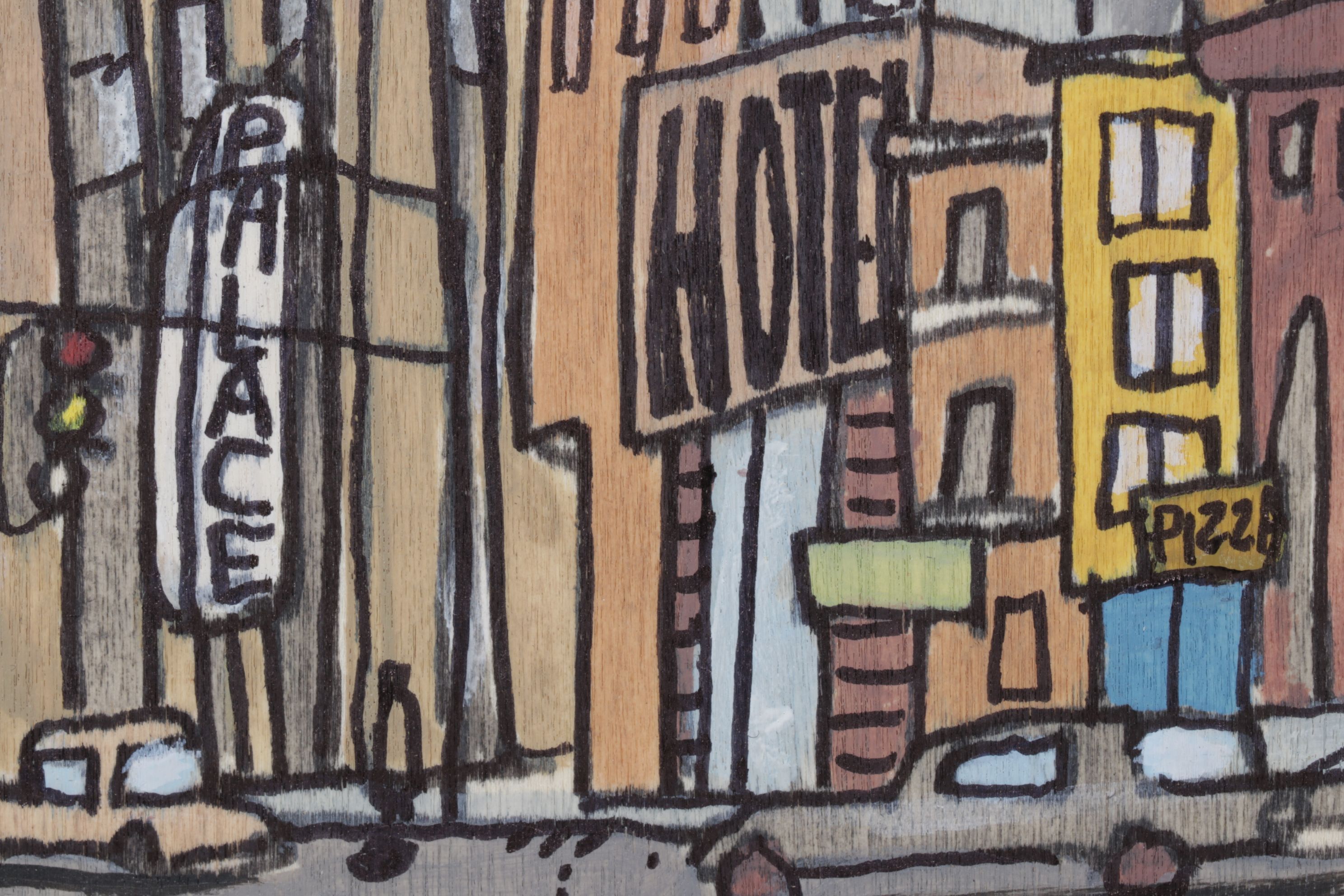 Aaron Wooten Stylized Cityscape Mixed Media Painting "The Palace...", 2026