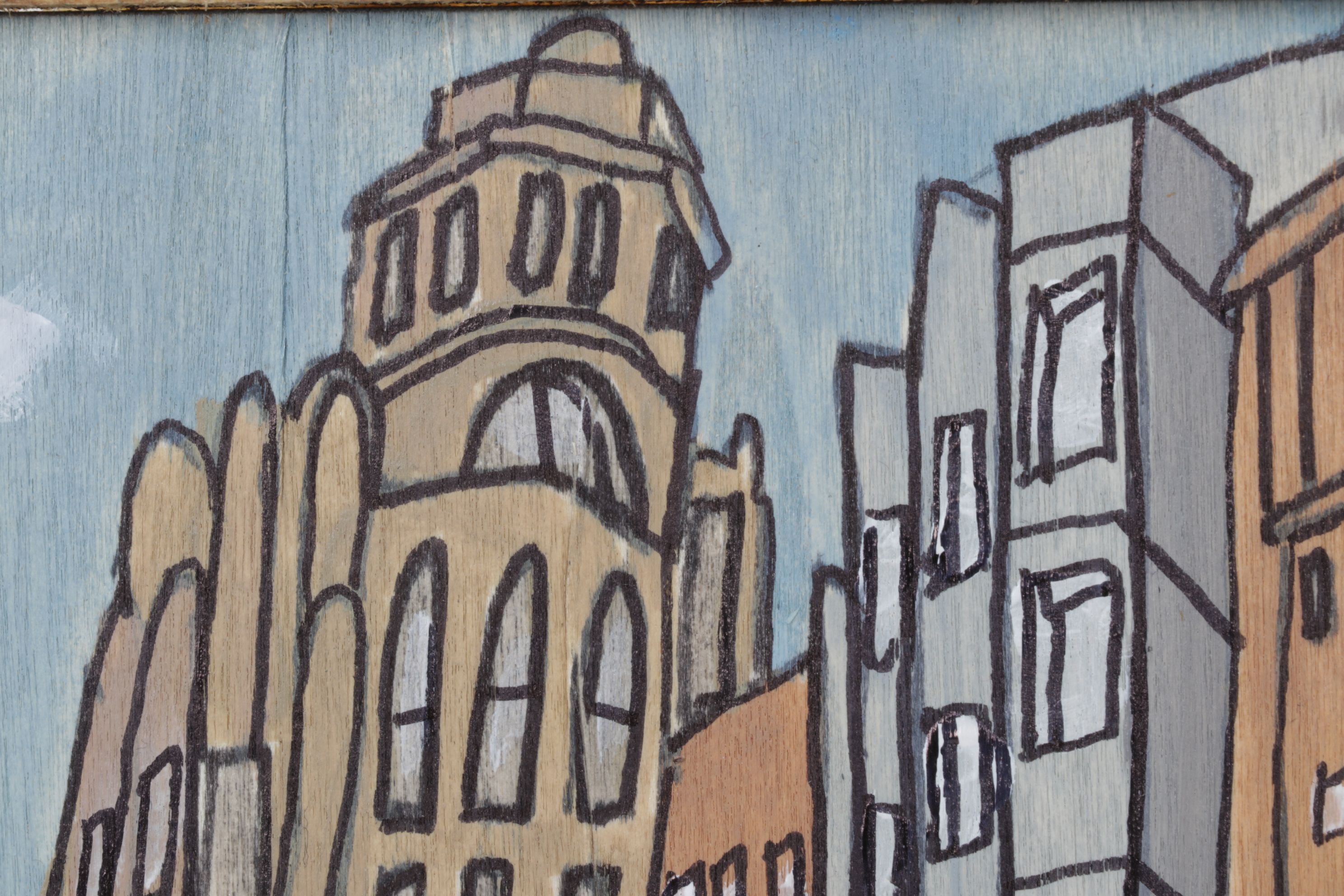 Aaron Wooten Stylized Cityscape Mixed Media Painting "The Palace...", 2026