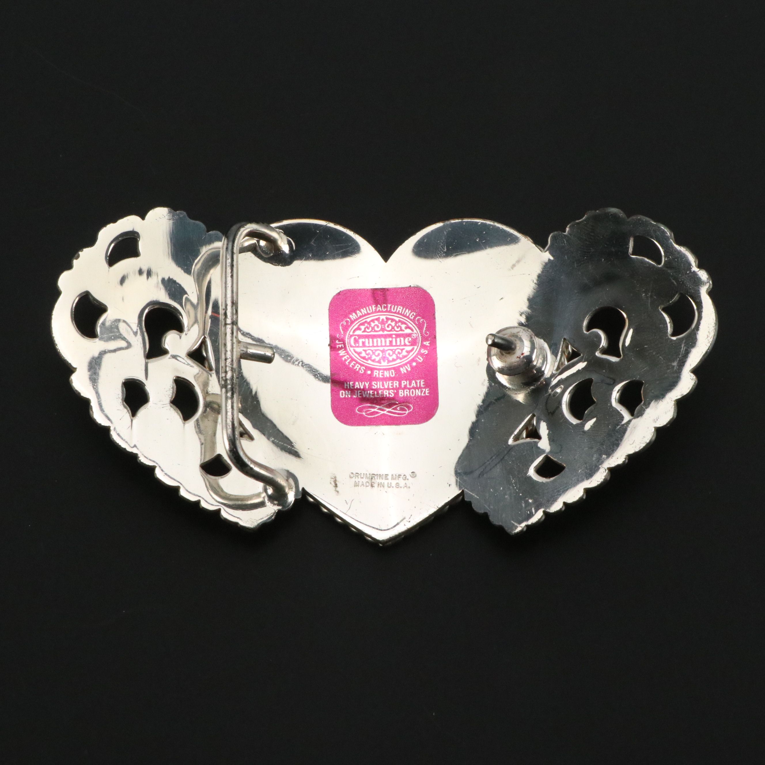 Crumrine Silver Plated Western Style Heart Belt Buckle