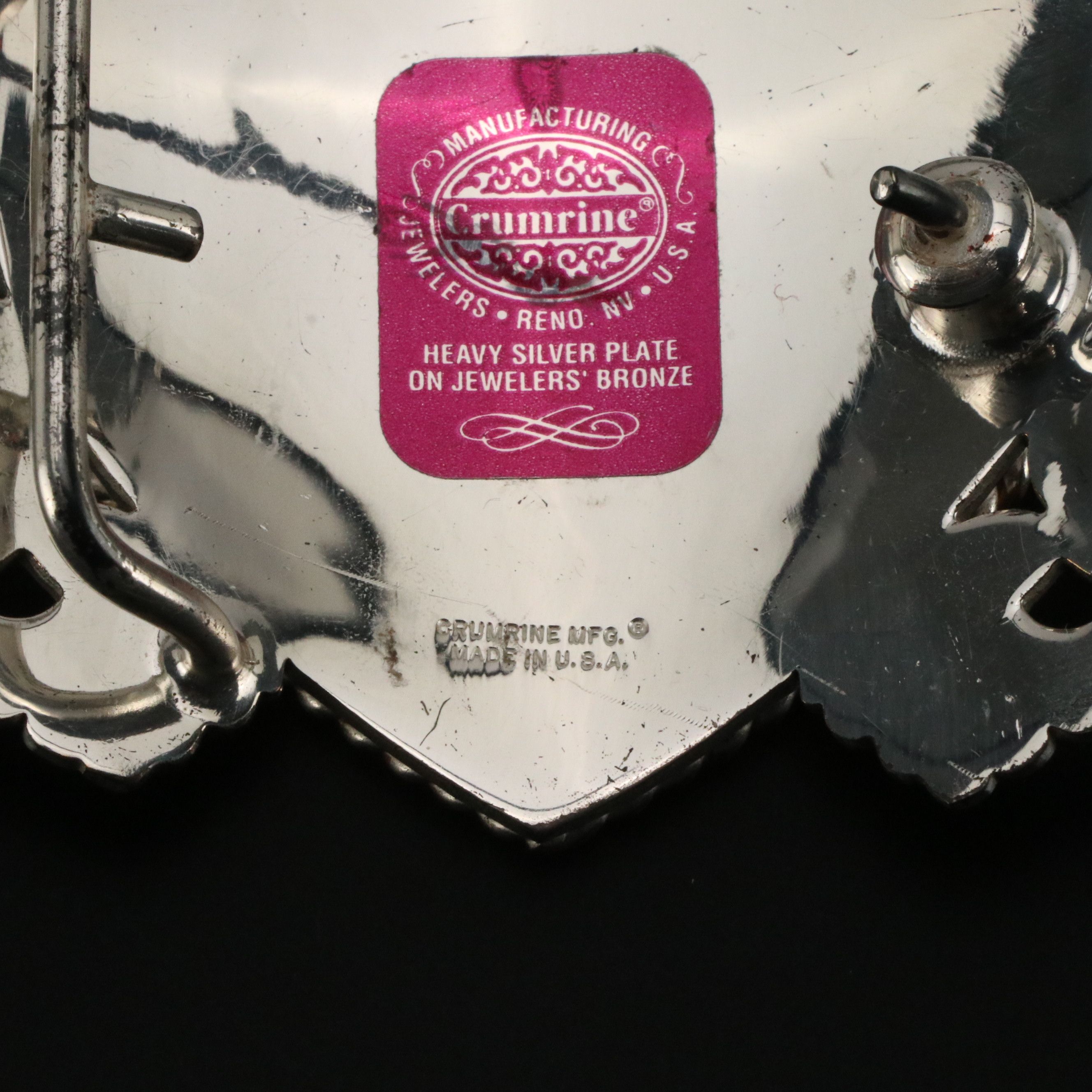 Crumrine Silver Plated Western Style Heart Belt Buckle