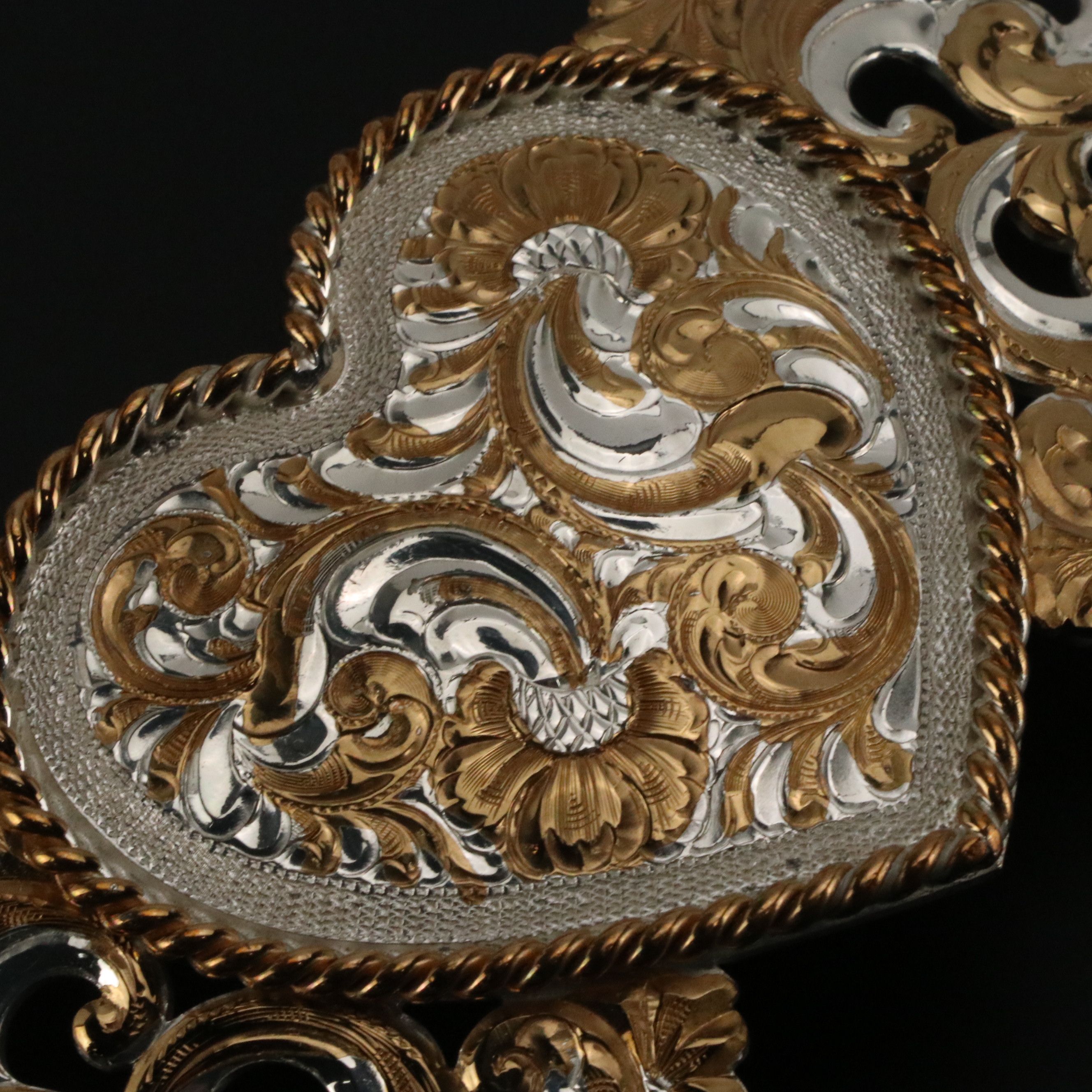 Crumrine Silver Plated Western Style Heart Belt Buckle