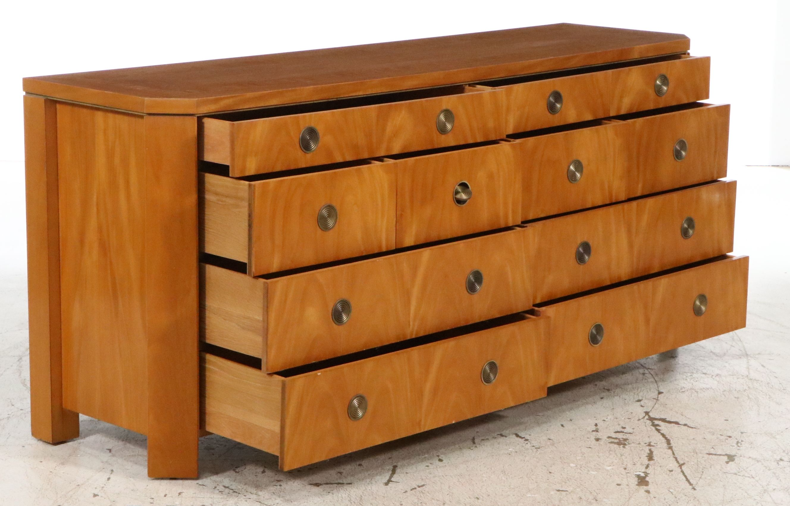 Charles Pfister for Baker Tamo Ash Dresser and Matching Circular Mirror