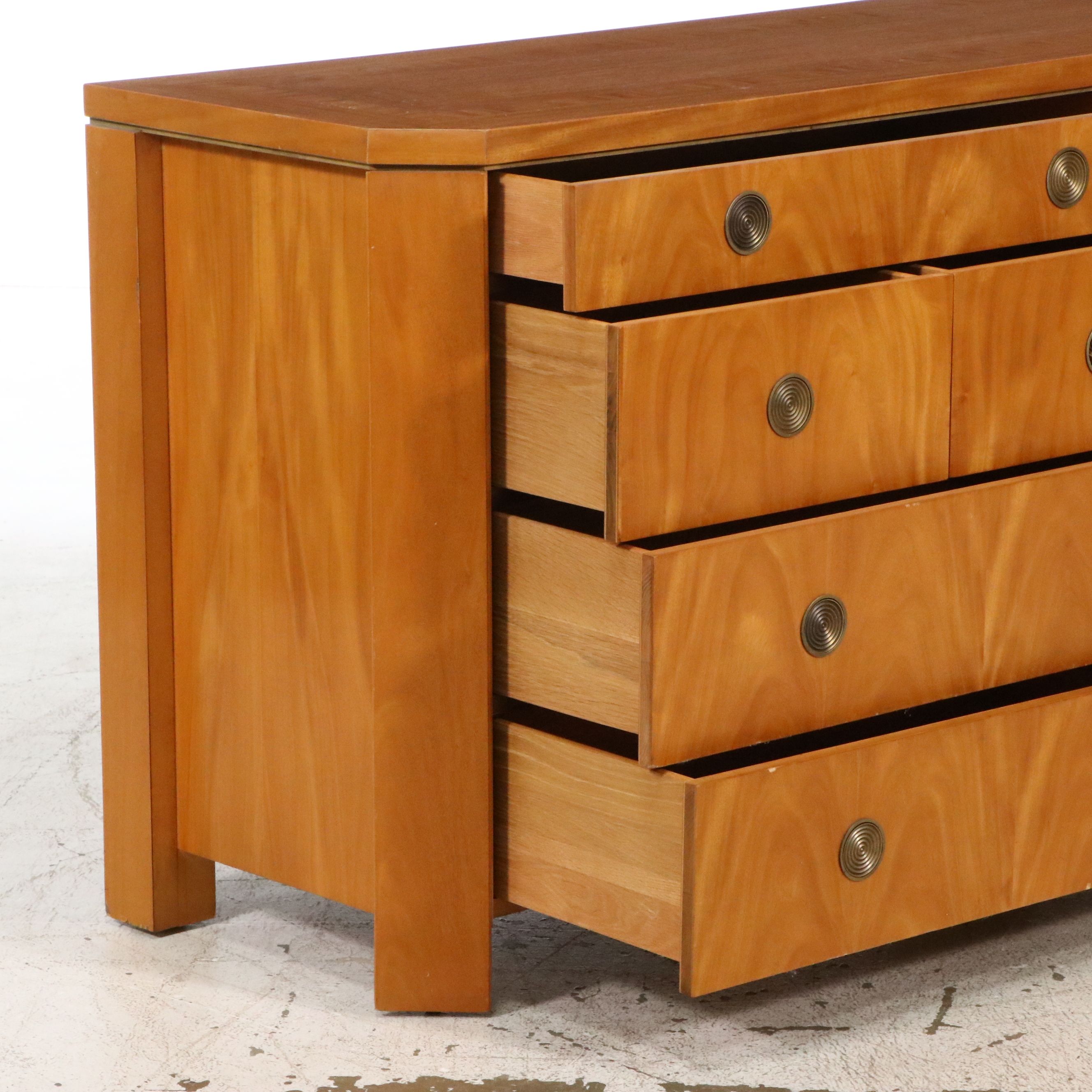 Charles Pfister for Baker Tamo Ash Dresser and Matching Circular Mirror