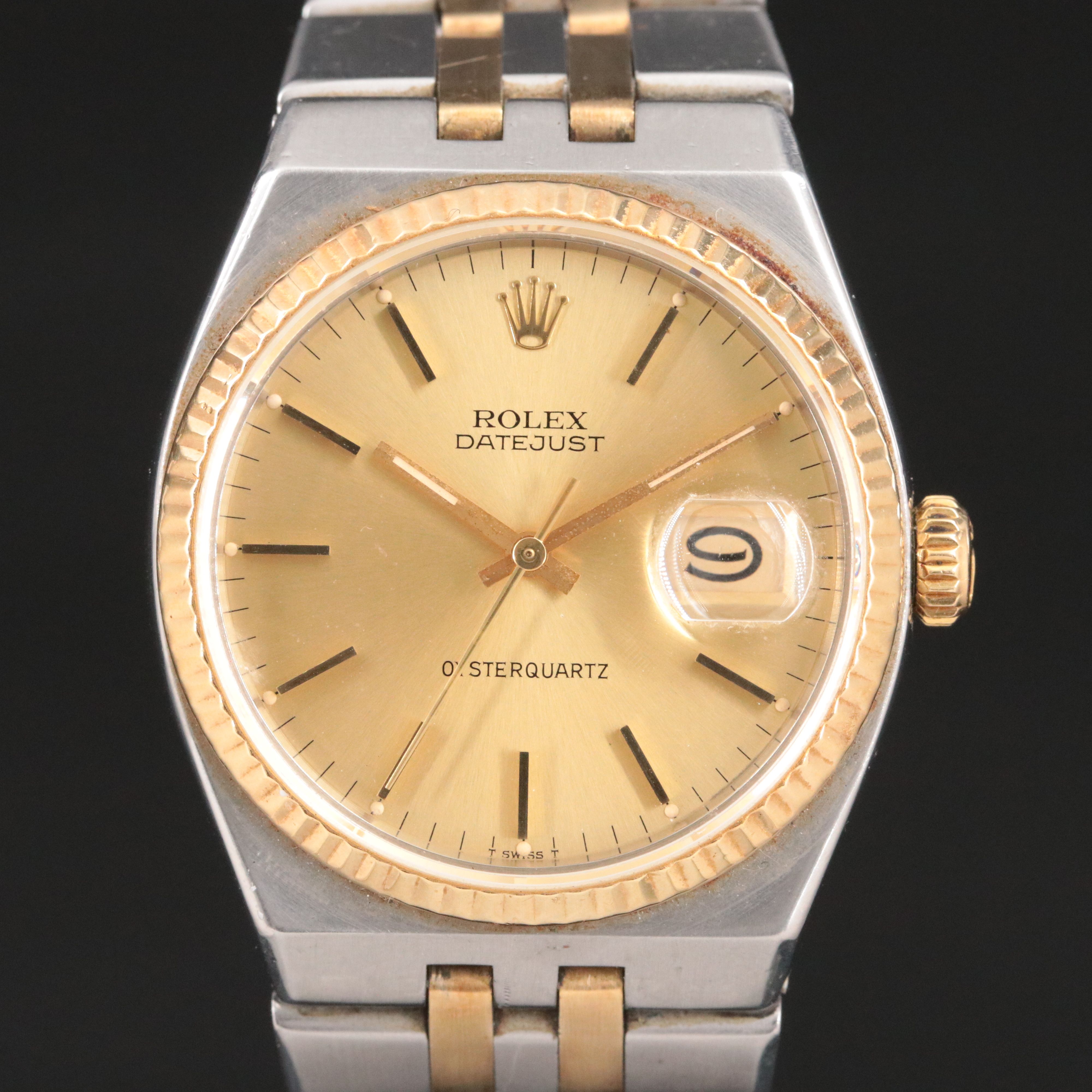 1978 Rolex Oysterquartz Datejust Two Tone 17013 Model Watch
