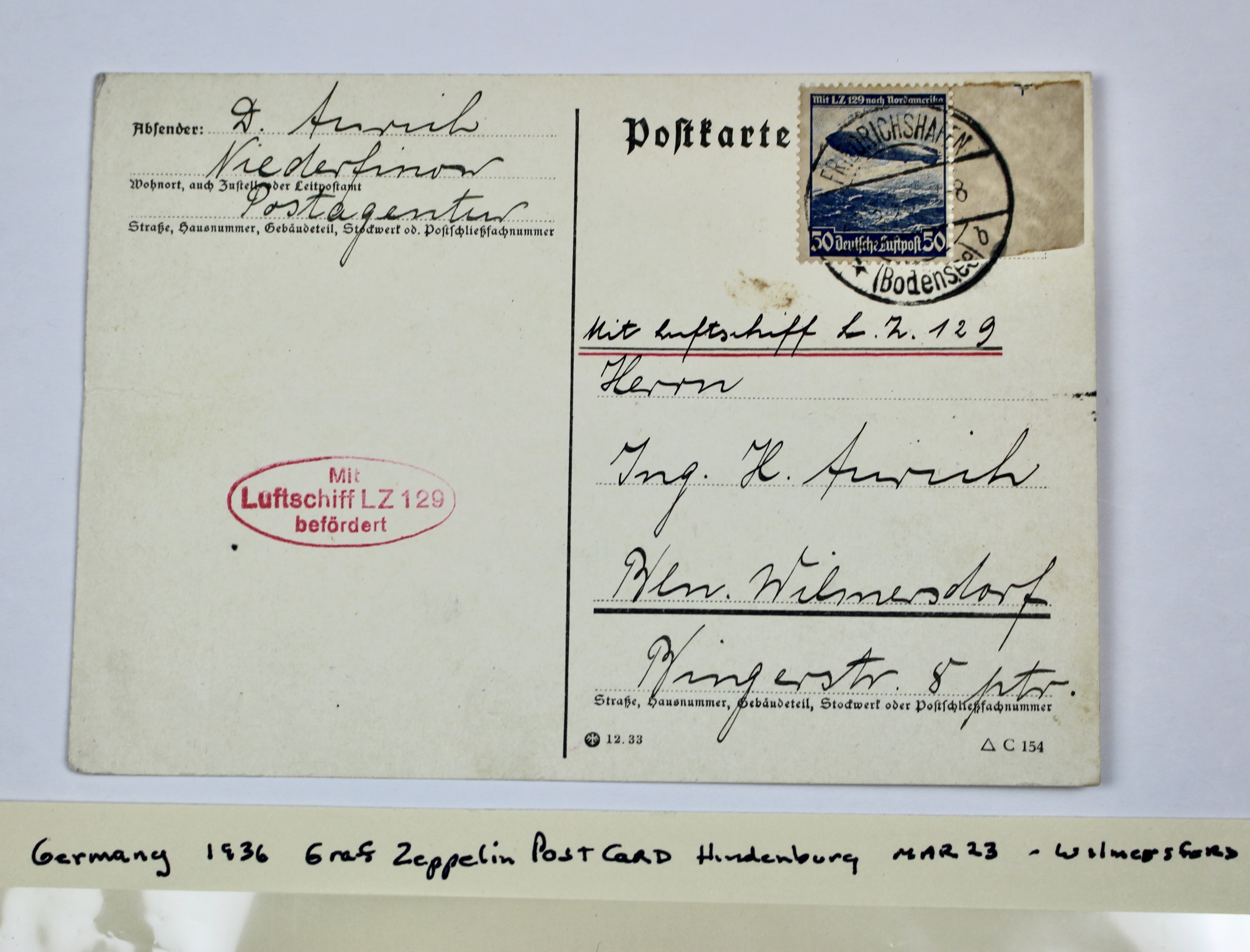 1936 Germany Hindenburg Postcard