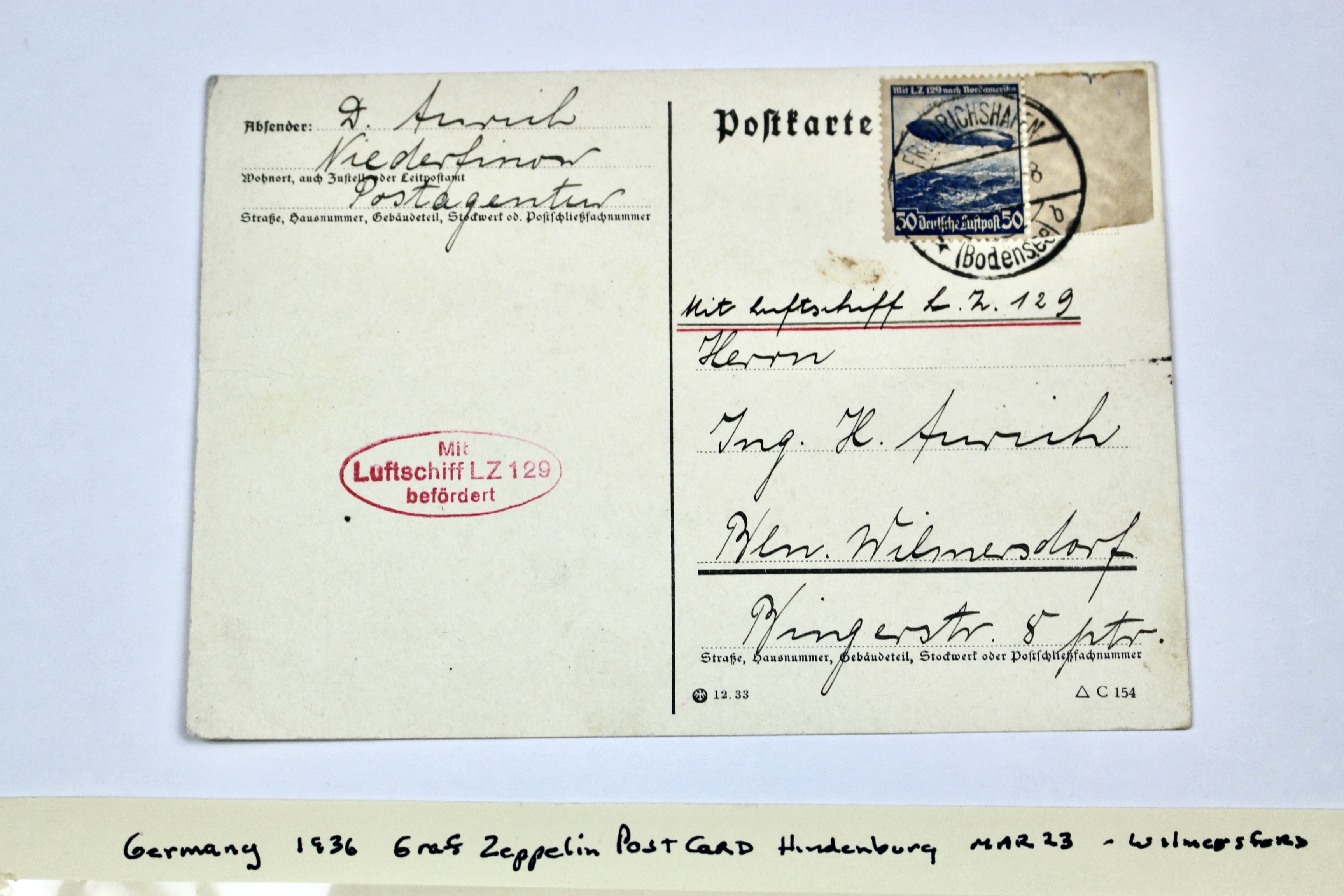 1936 Germany Hindenburg Postcard