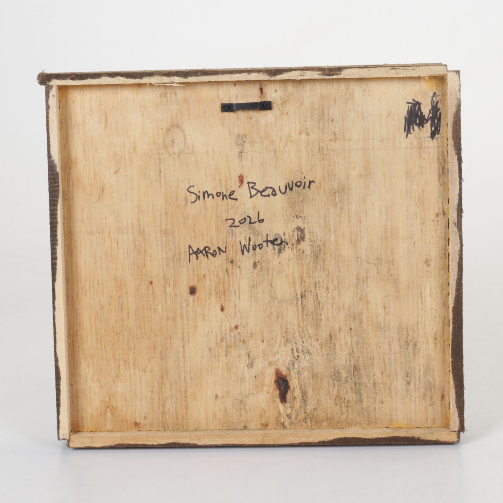 Aaron Wooten Stylized Mixed Media Portrait Painting "Simone Beauvoir", 2026