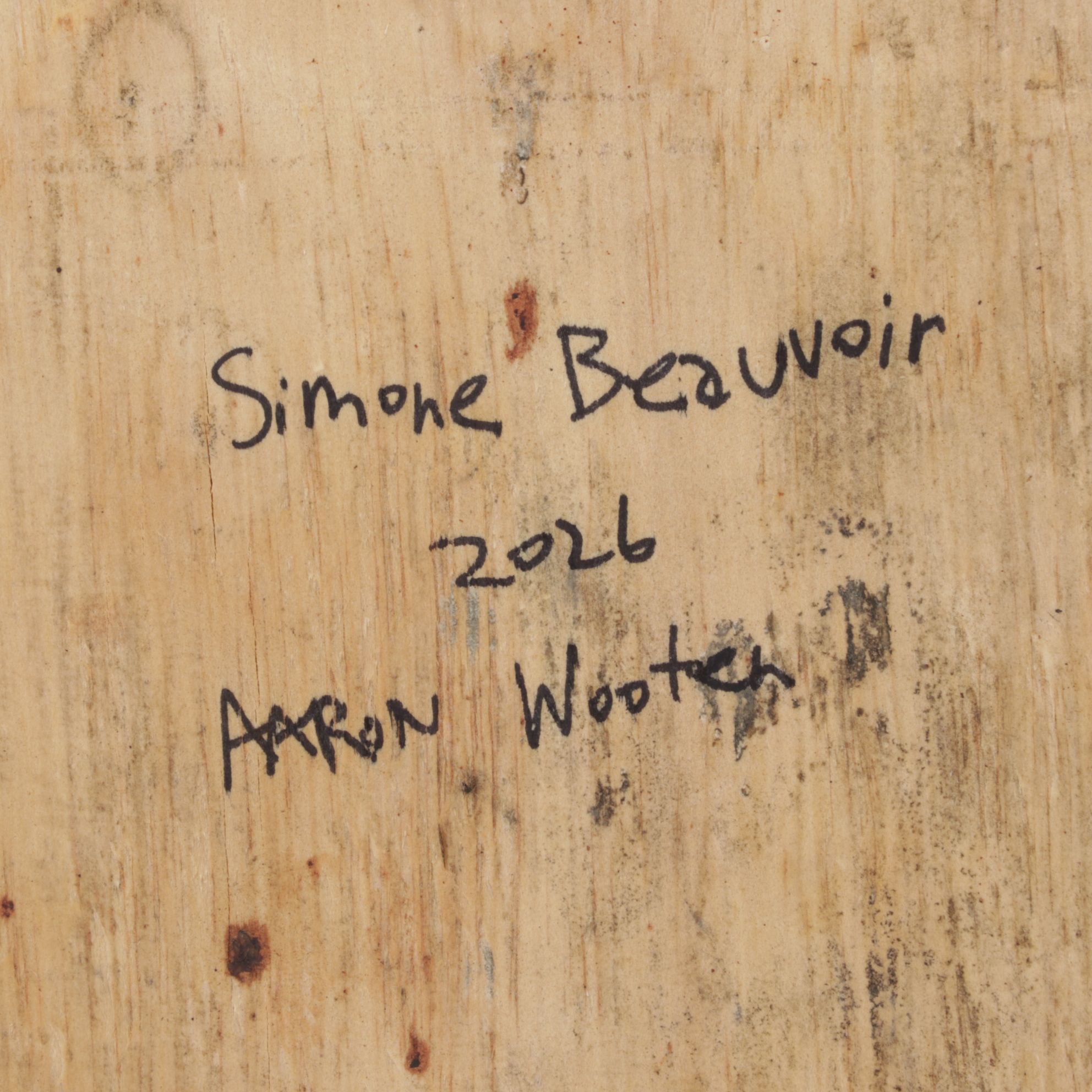 Aaron Wooten Stylized Mixed Media Portrait Painting "Simone Beauvoir", 2026