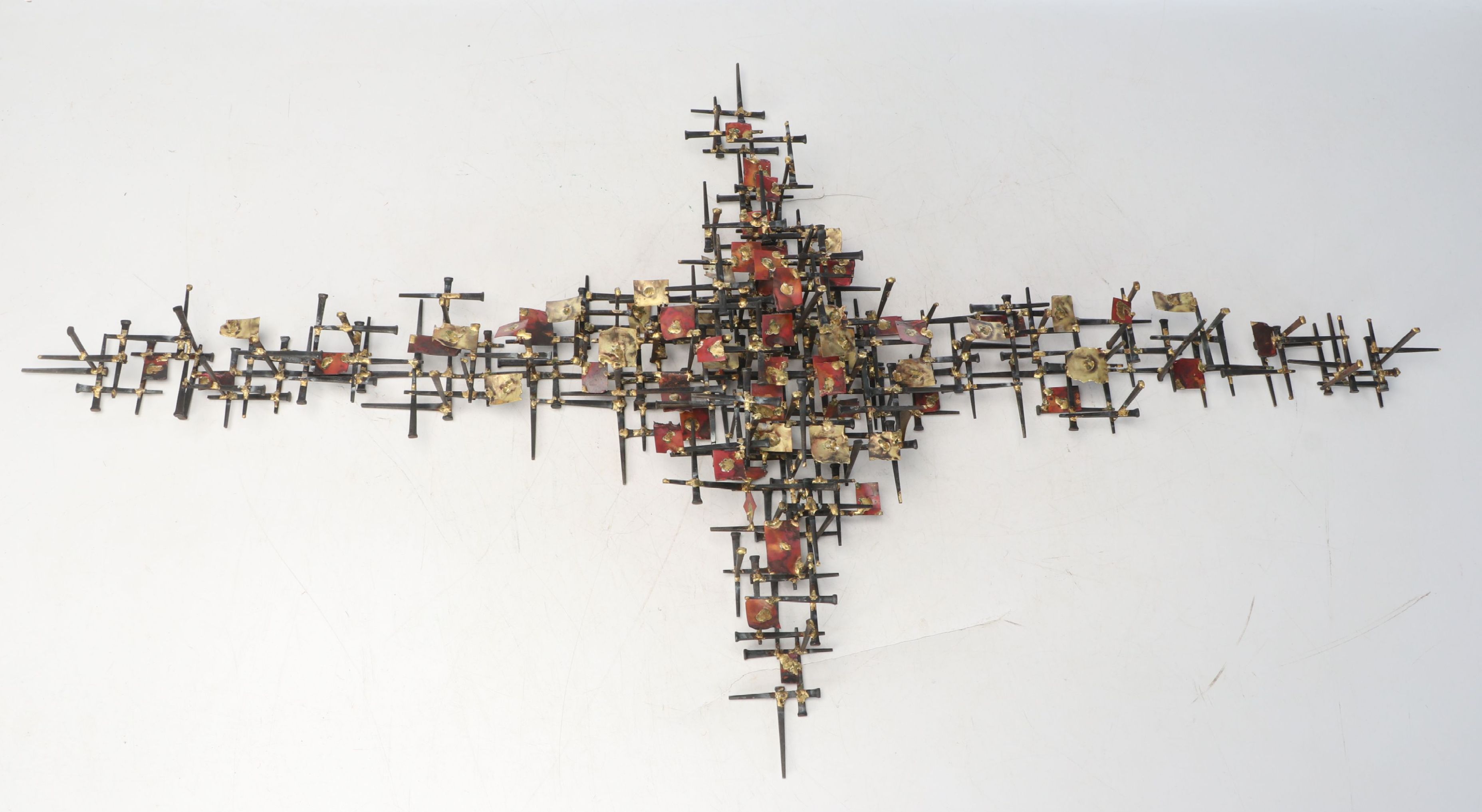 Brutalist Style Nail Wall Sculpture, Vintage