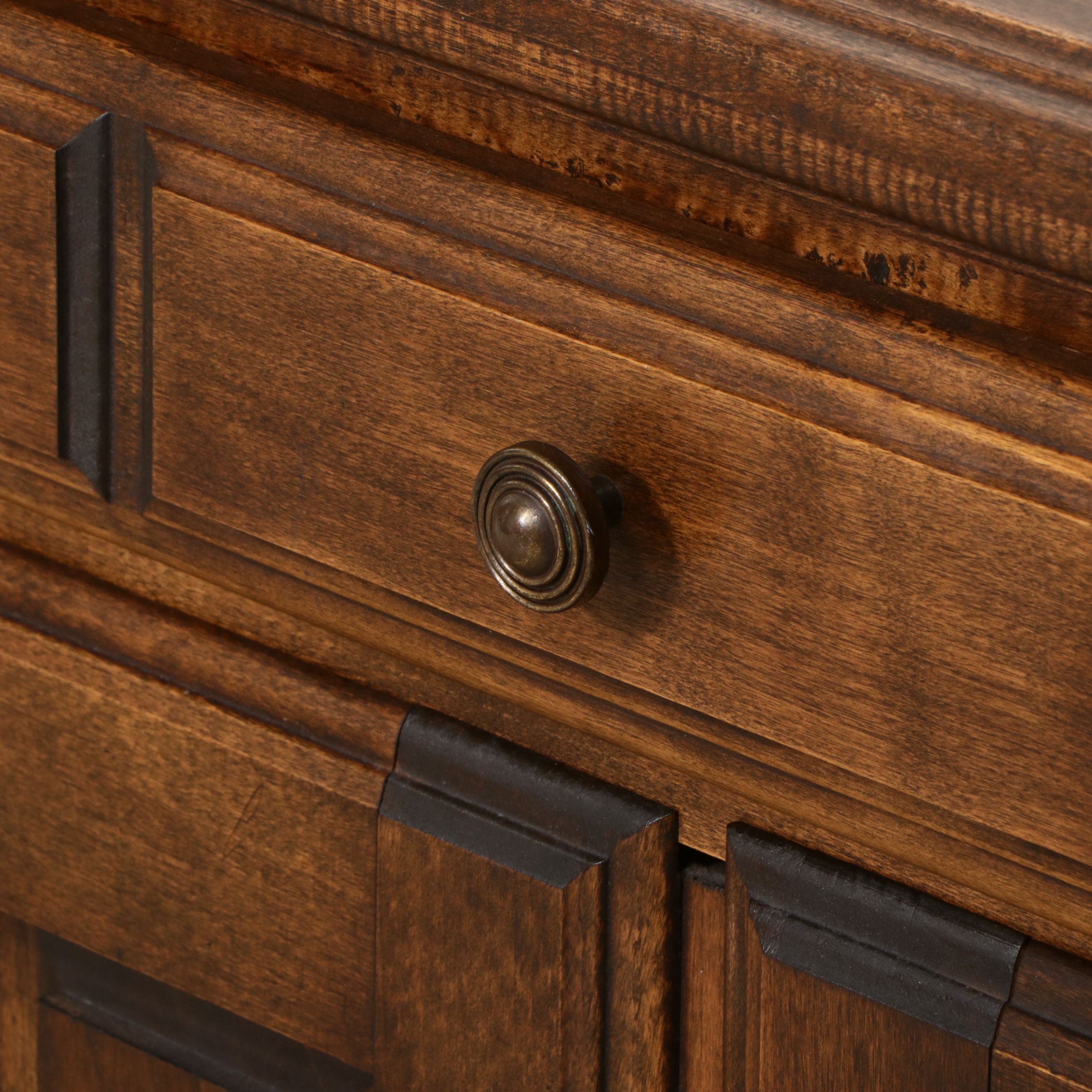 Spanish Revival Brutalist Style Oak Sideboard, Late 20th Century