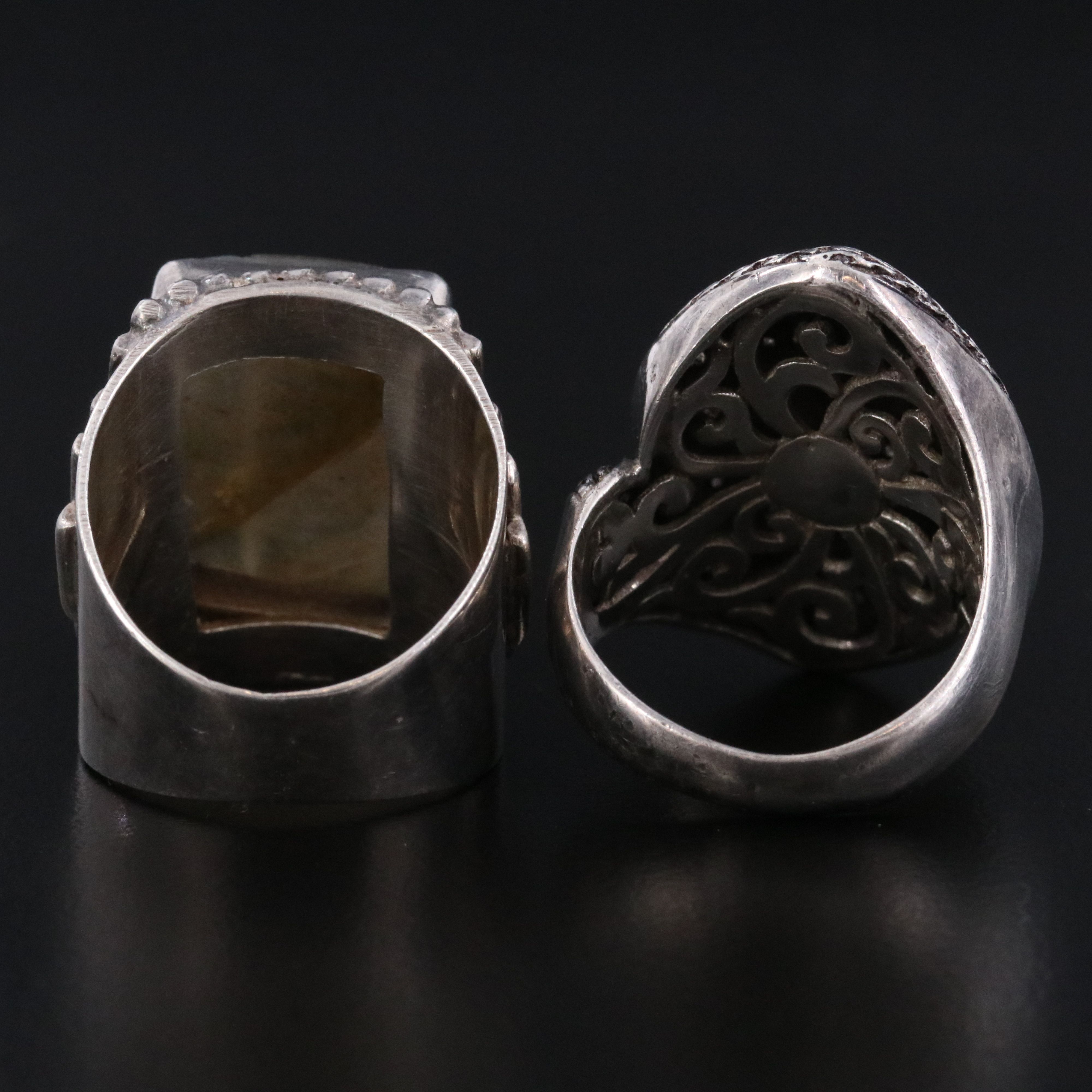 Sterling Rings Featuring Sarda, Labradorite and 18K Gold Accents
