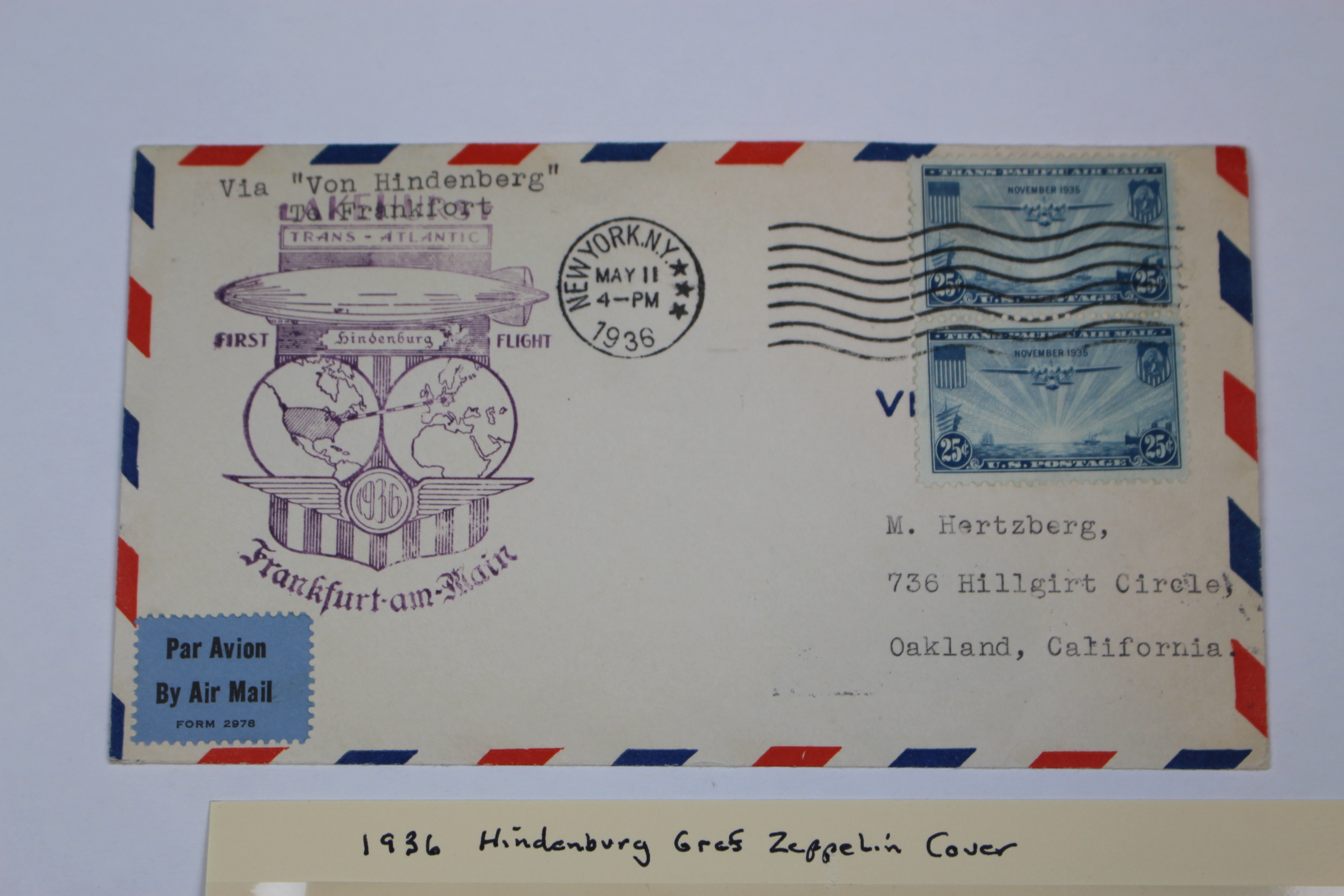 1936 Hindenburg Graf Zeppelin Postal Cover