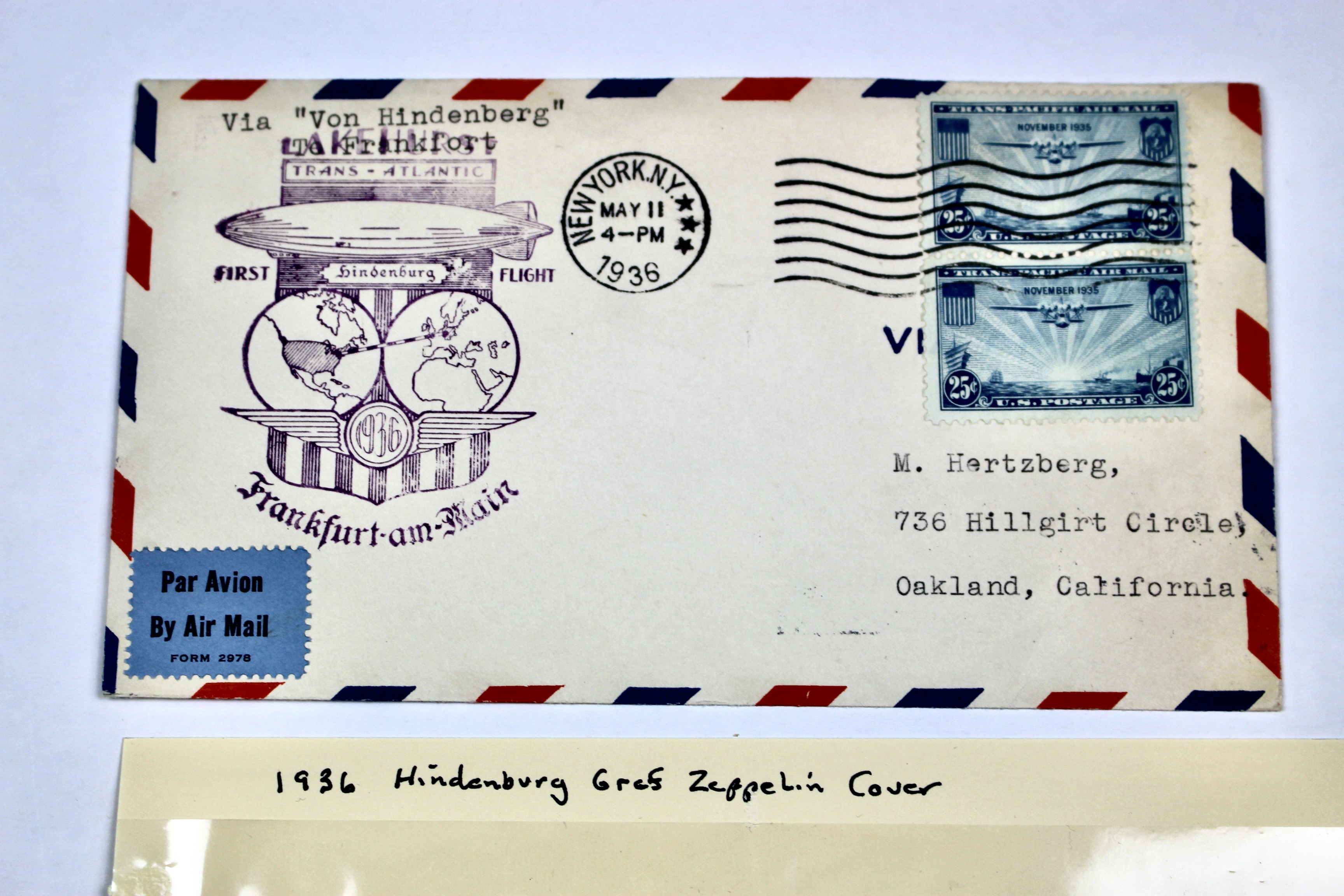 1936 Hindenburg Graf Zeppelin Postal Cover