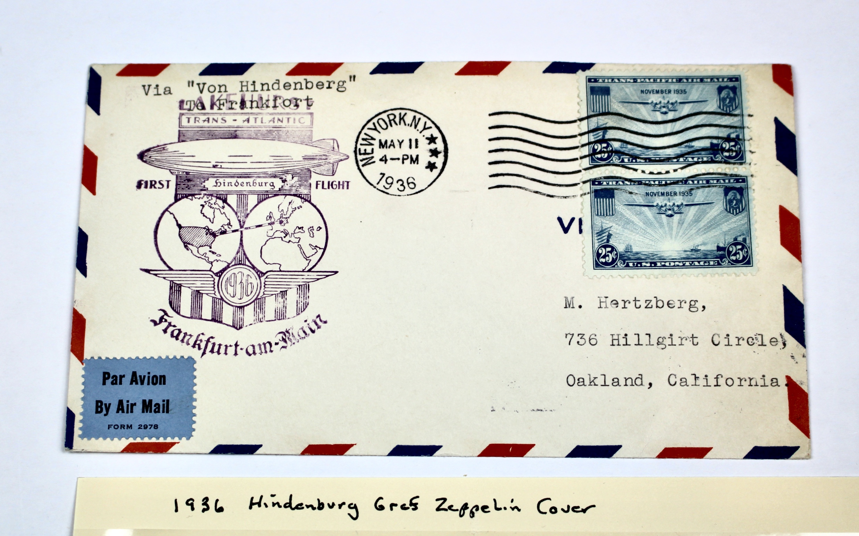 1936 Hindenburg Graf Zeppelin Postal Cover