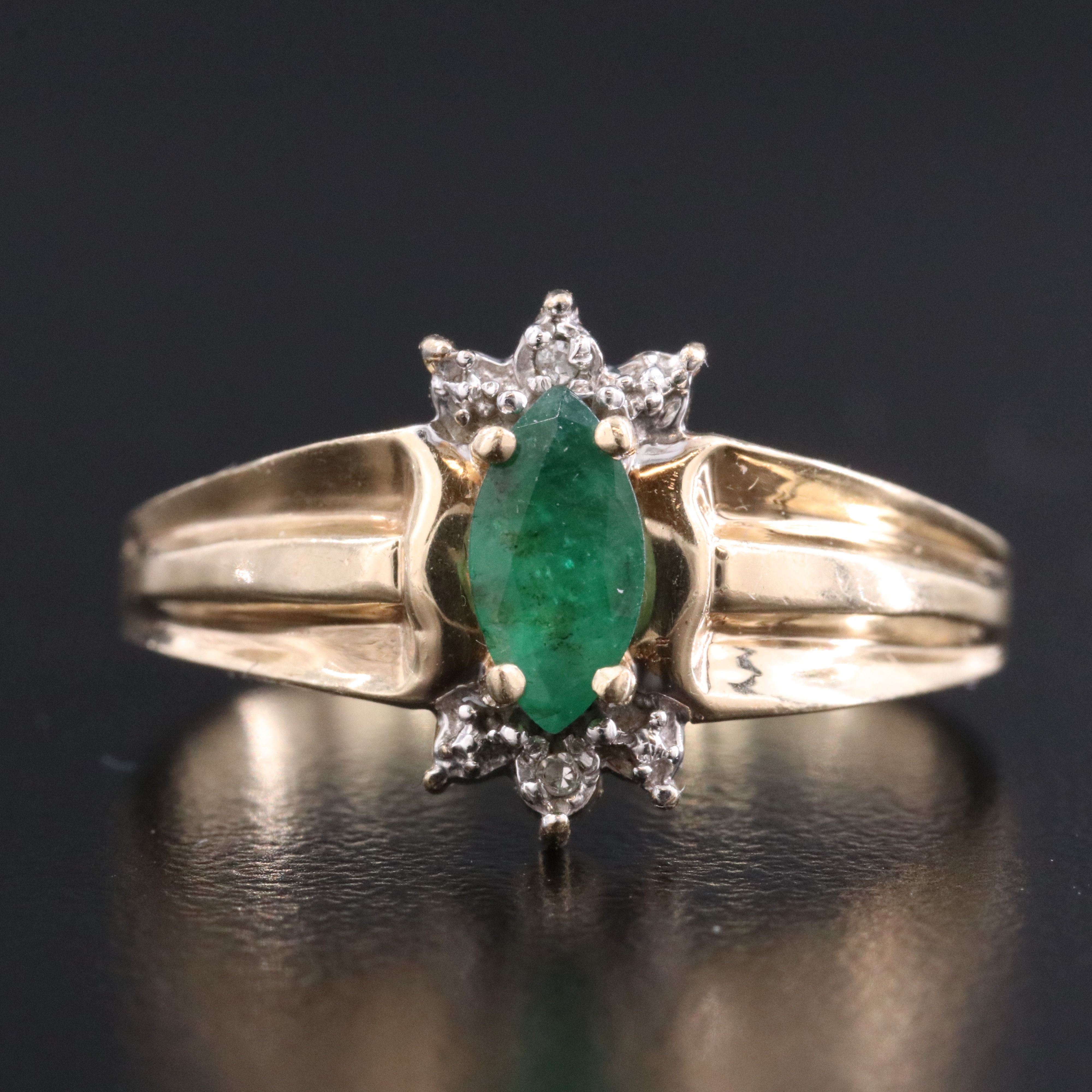 10K Emerald and Diamond Ring