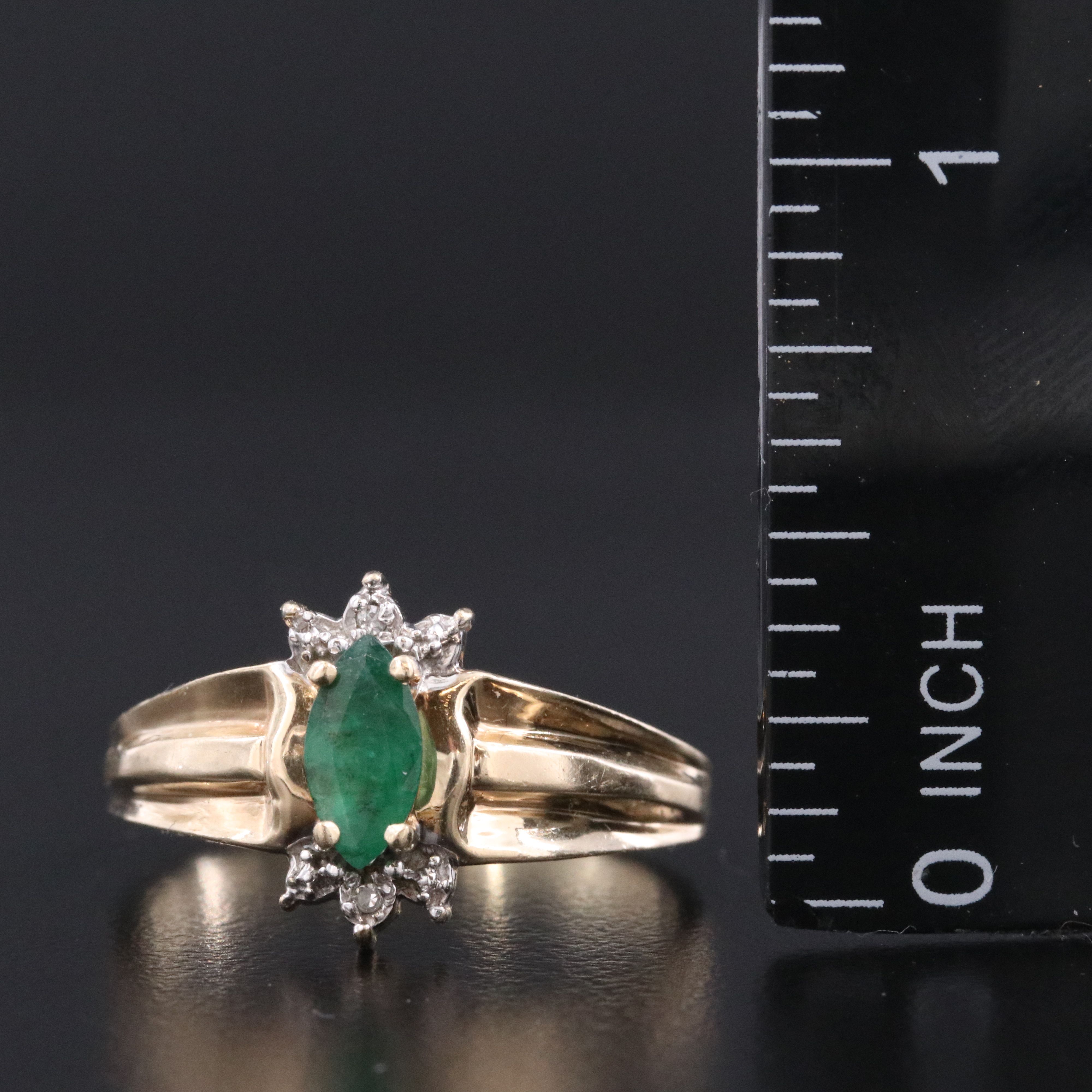10K Emerald and Diamond Ring